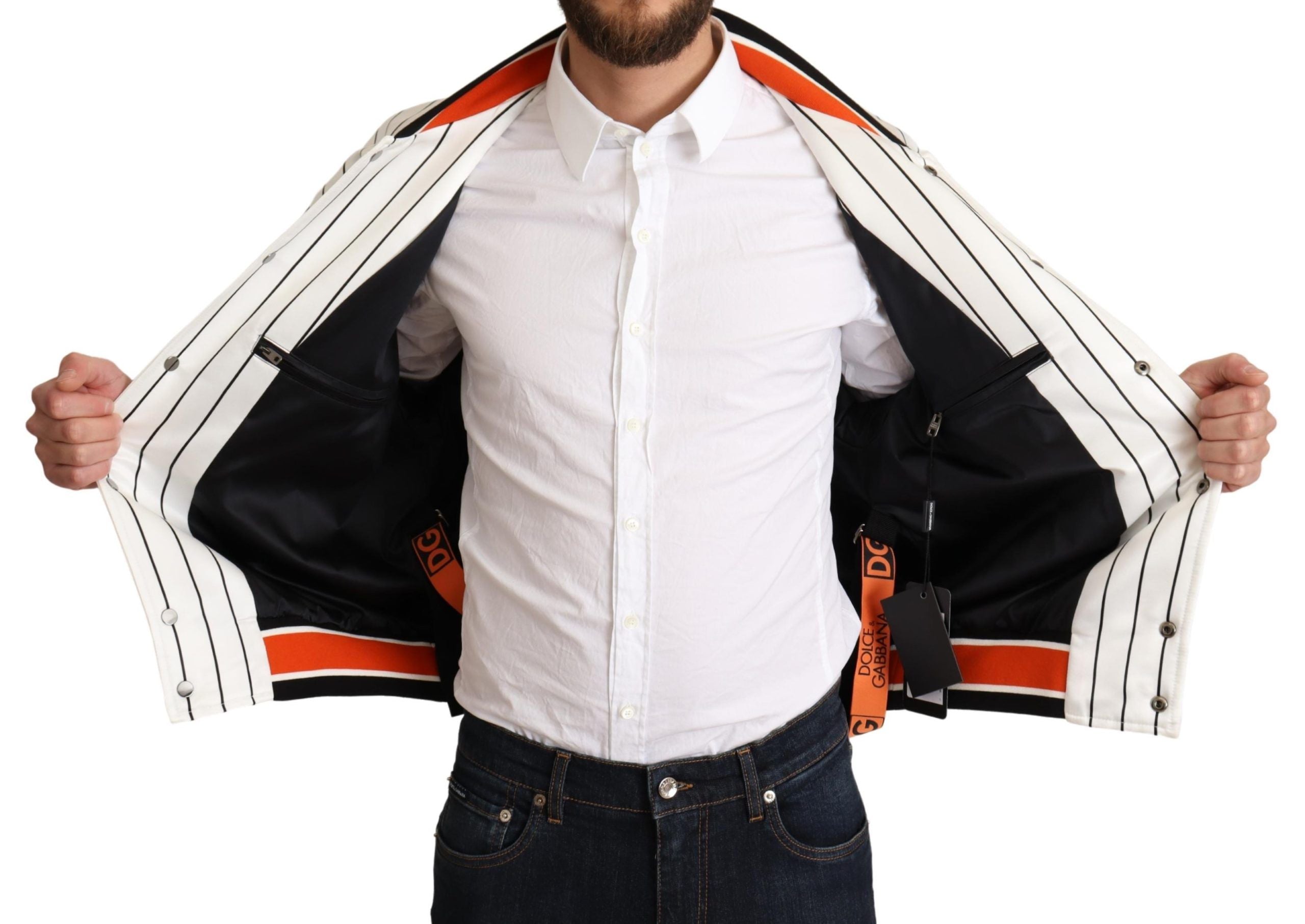 Dolce &amp; Gabbana – Regal – Bomberjacke mit Löwenmotiv in Weiß