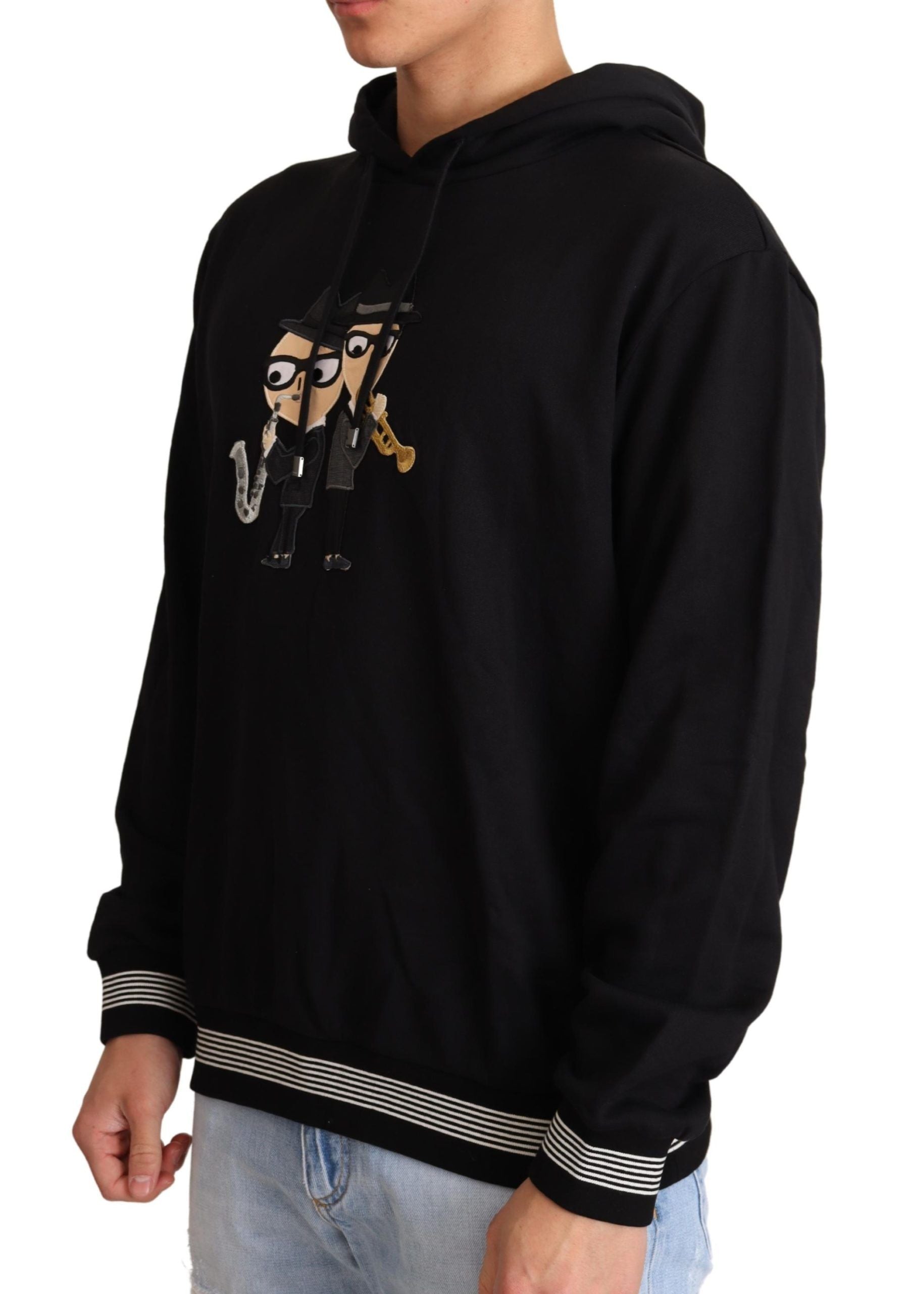 Pull élégant en coton noir brodé Dolce &amp; Gabbana