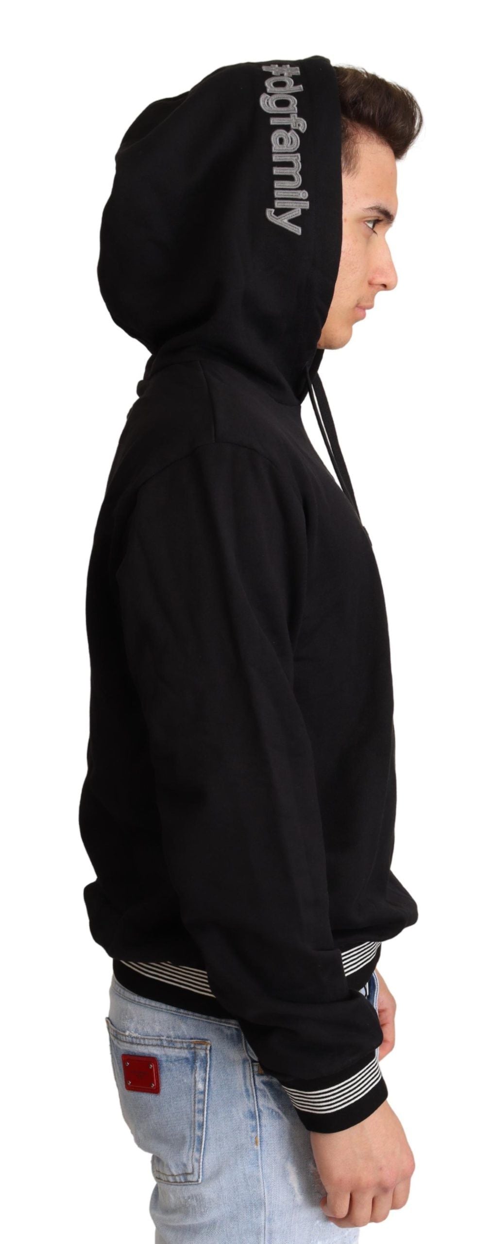 Pull élégant en coton noir brodé Dolce &amp; Gabbana