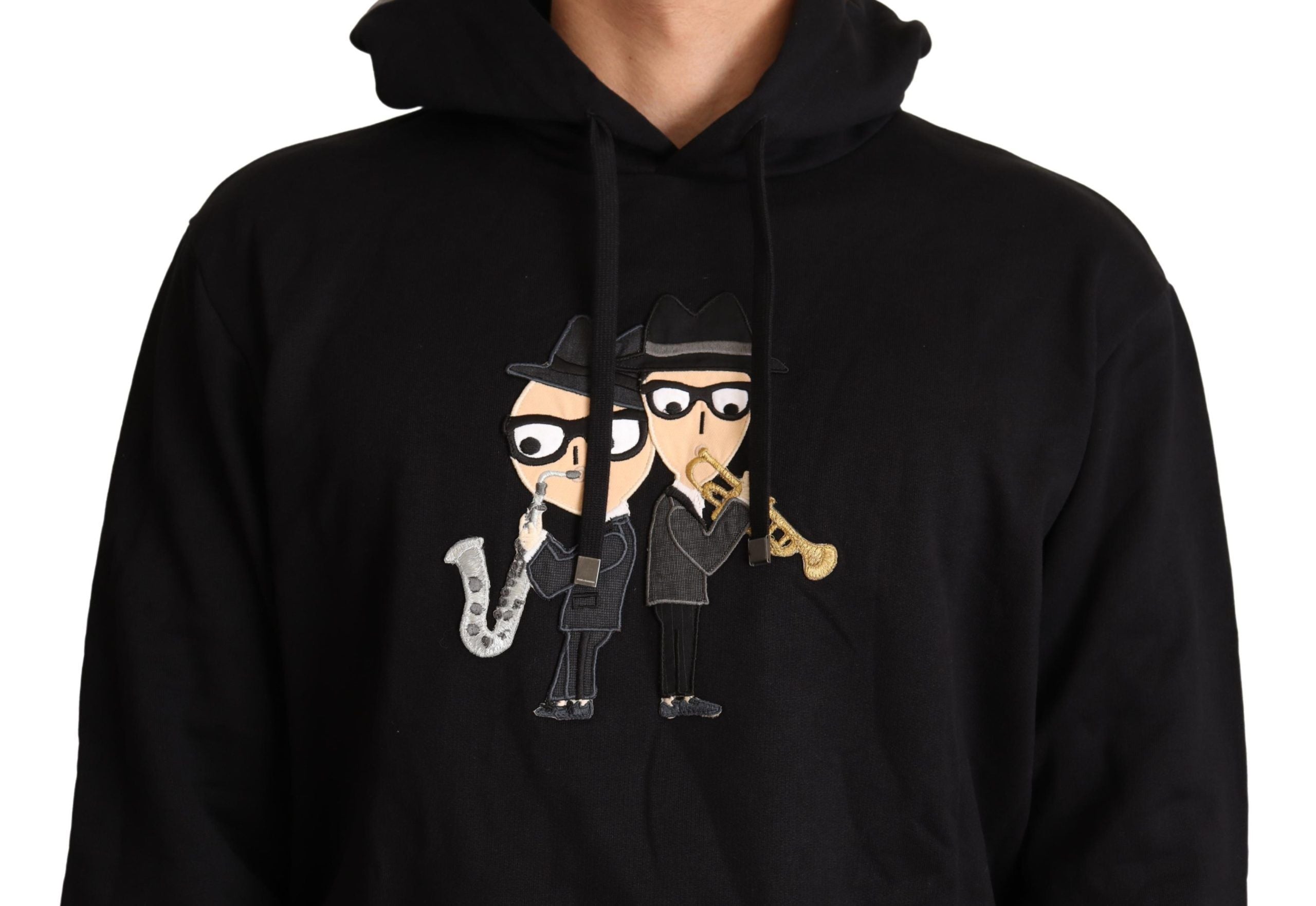 Pull élégant en coton noir brodé Dolce &amp; Gabbana
