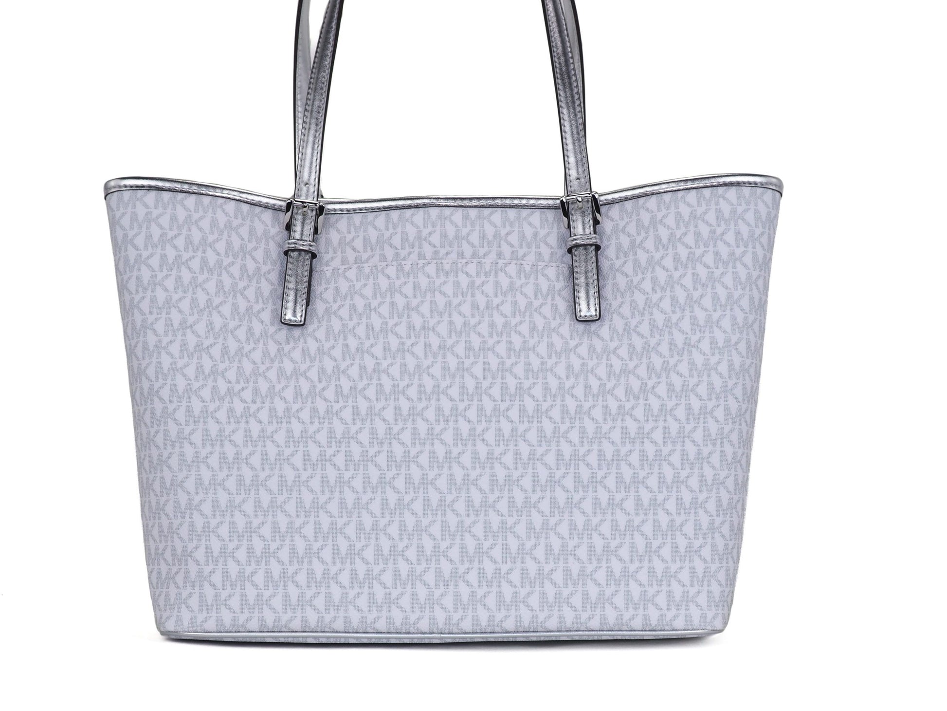 Sac fourre-tout Michael Kors Jet Set Girls en PVC imprimé signature (blanc brillant multi-couleurs)