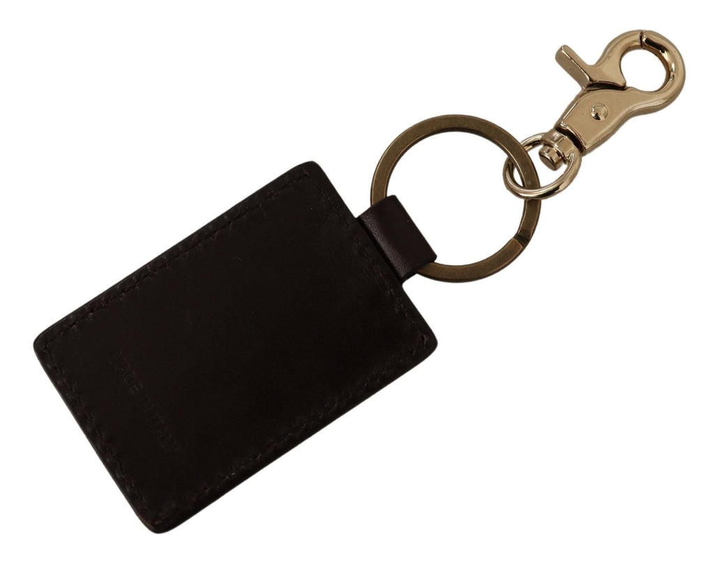Dolce &amp; Gabbana Eleganter Unisex-Schlüsselanhänger aus Leder mit Golddetail