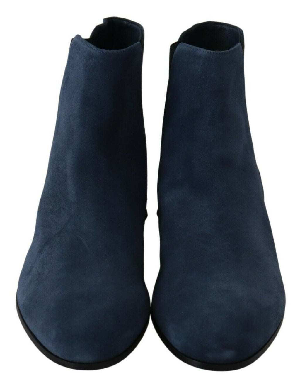 Dolce &amp; Gabbana Schicke blaue Wildlederstiefel mit halbhoher Wadenhöhe und Nietendetails