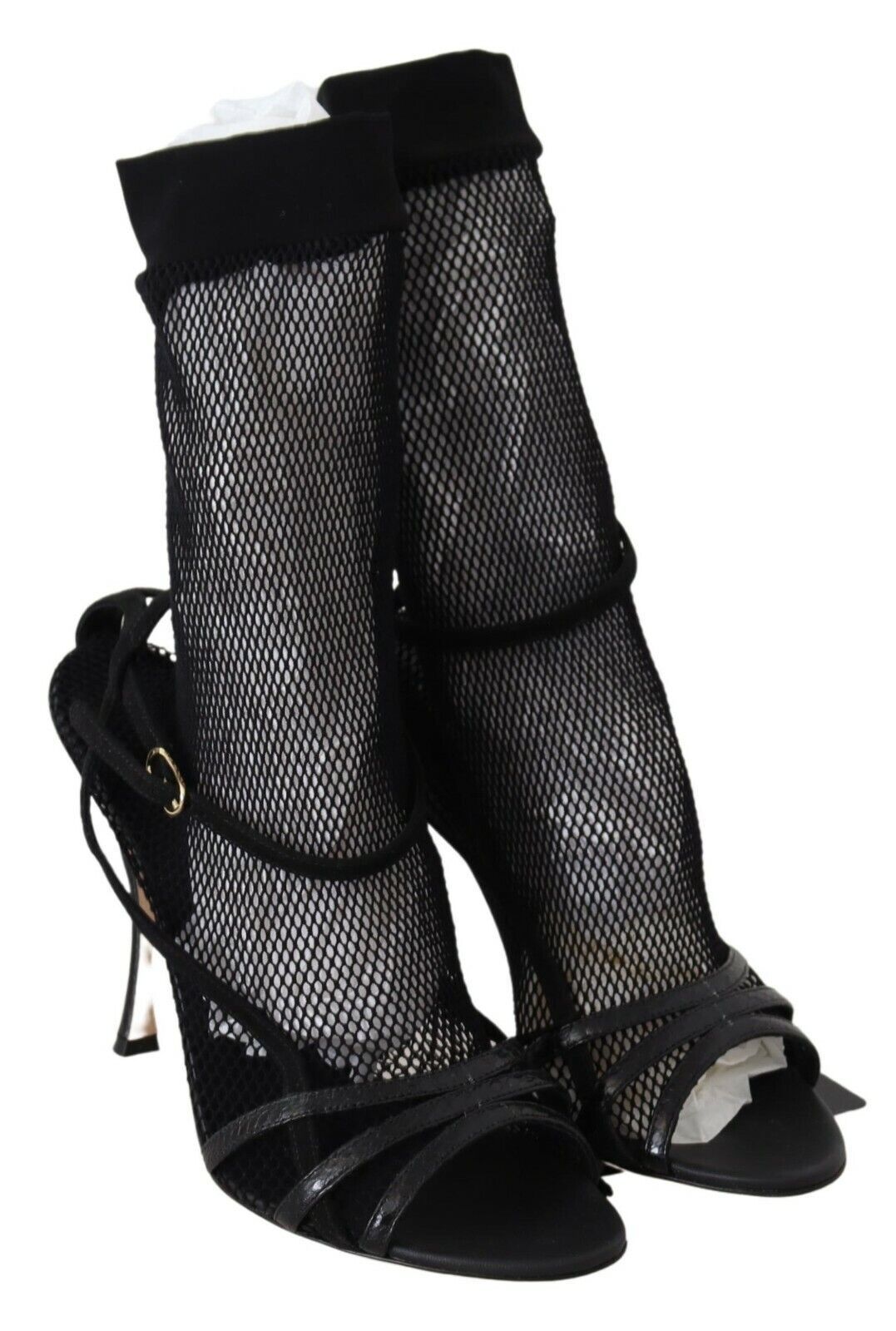 Dolce &amp; Gabbana Schicke schwarze Stiletto-Sandalen aus Netzstoff
