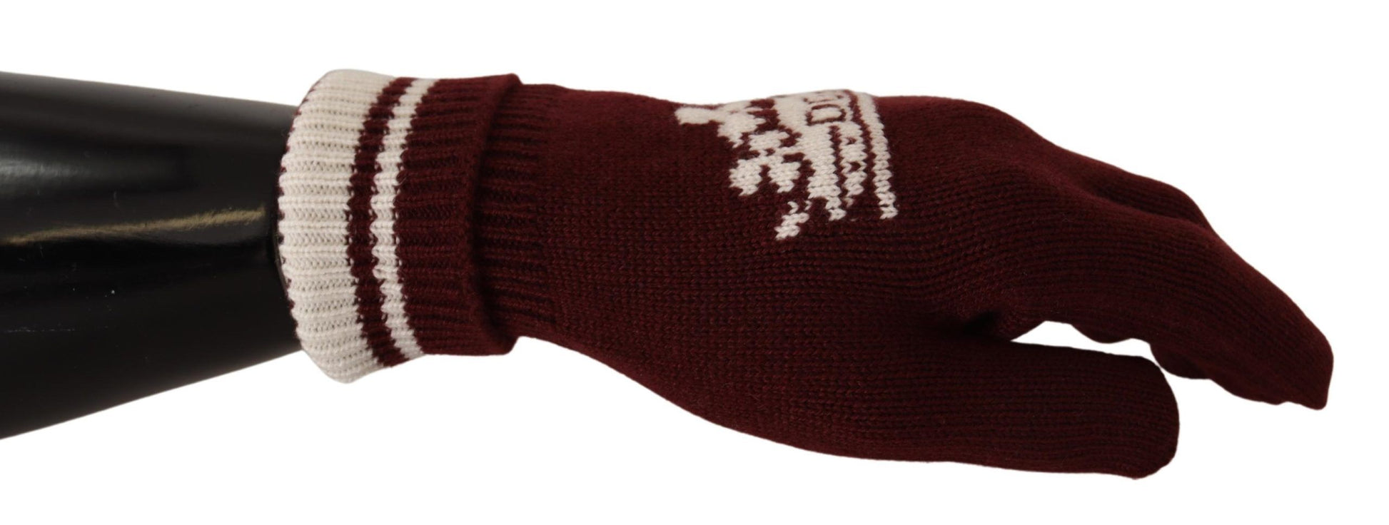 Dolce &amp; Gabbana Elegante rote Kaschmirhandschuhe mit Kronenmotiv