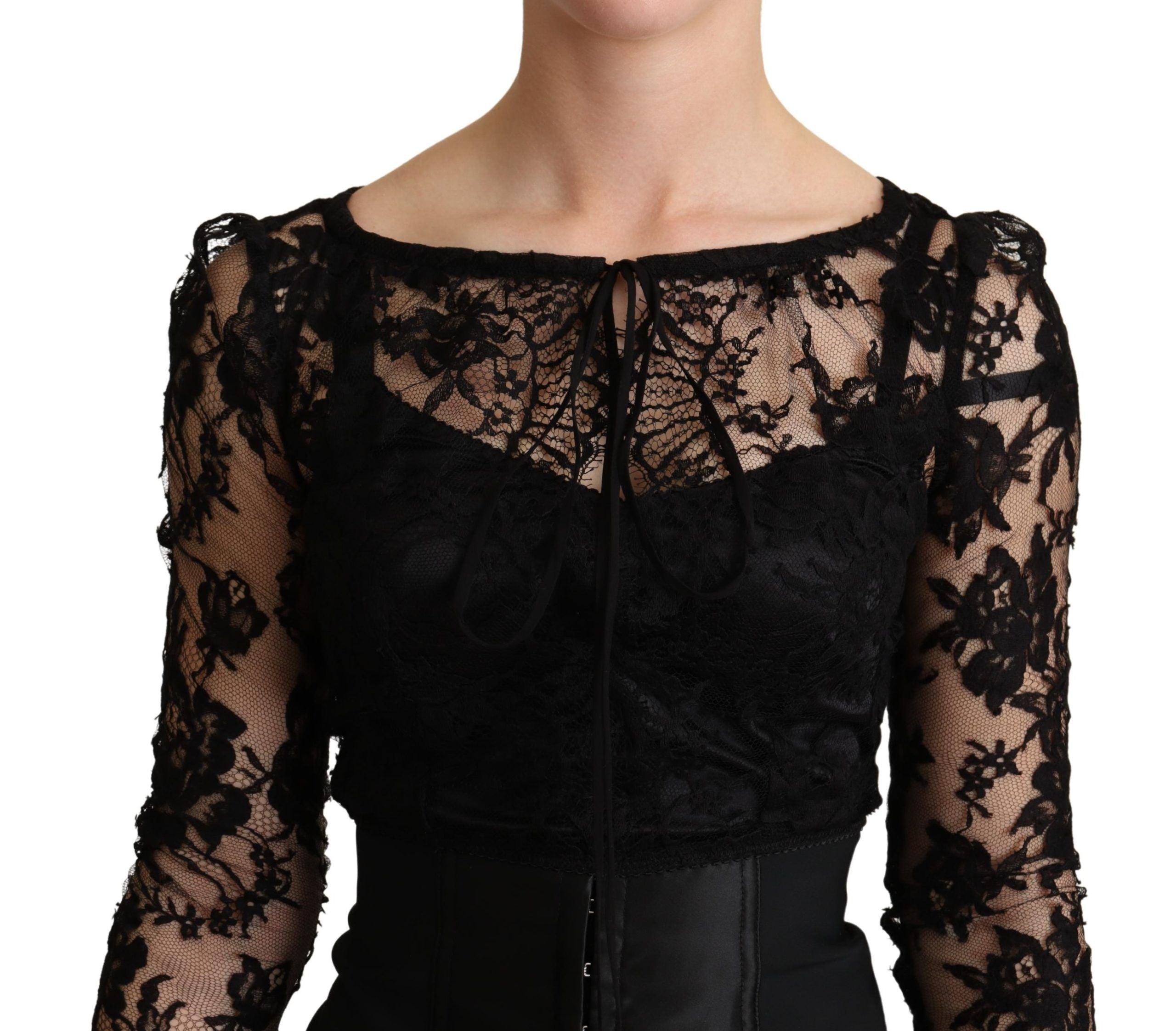Dolce &amp; Gabbana Elegantes schwarzes Spitzen-Minikleid Delight