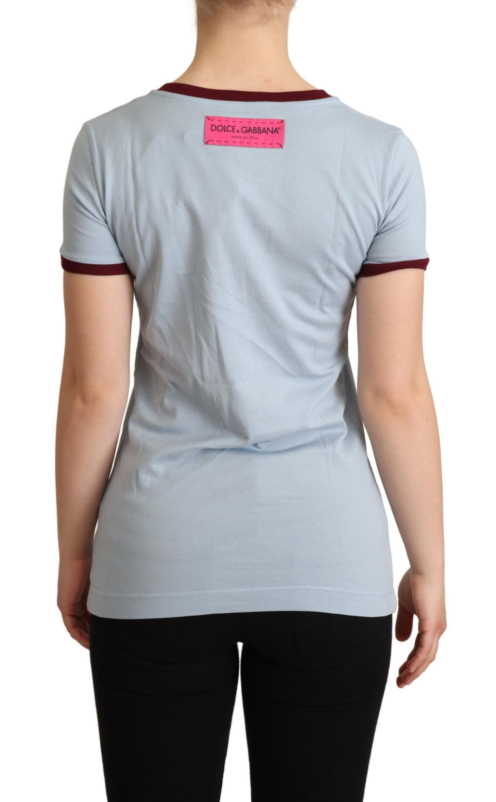 Dolce &amp; Gabbana Elegantes blaues Baumwoll-T-Shirt mit Rundhalsausschnitt