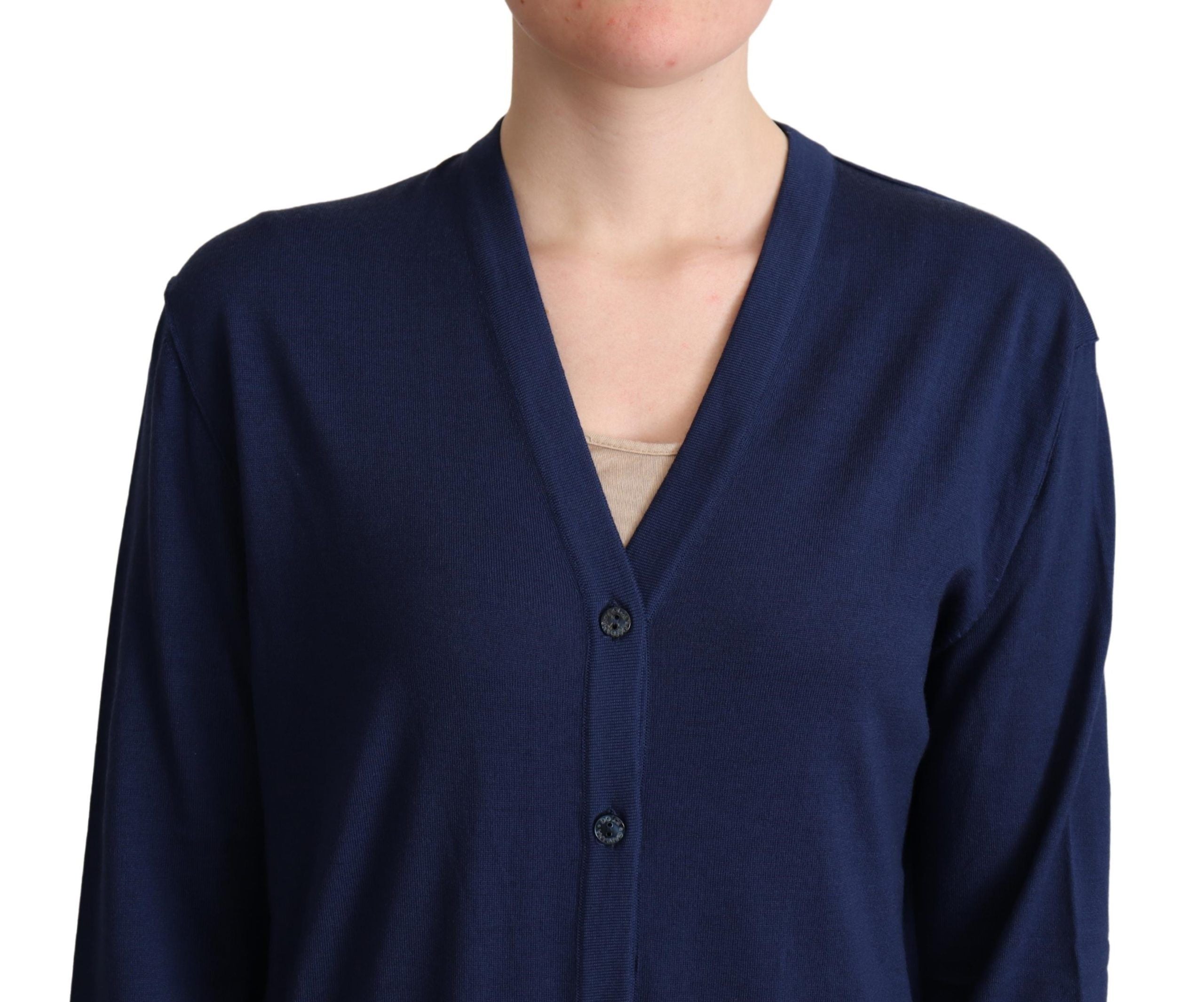 Dolce &amp; Gabbana Elegante blaue Strickjacke aus Schurwolle