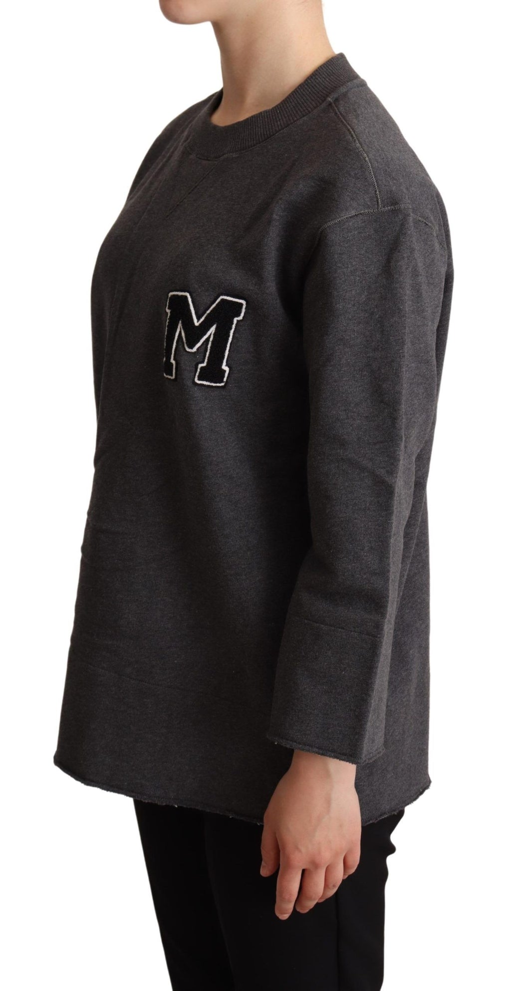 Dolce &amp; Gabbana Schicker grauer bestickter Baumwollpullover