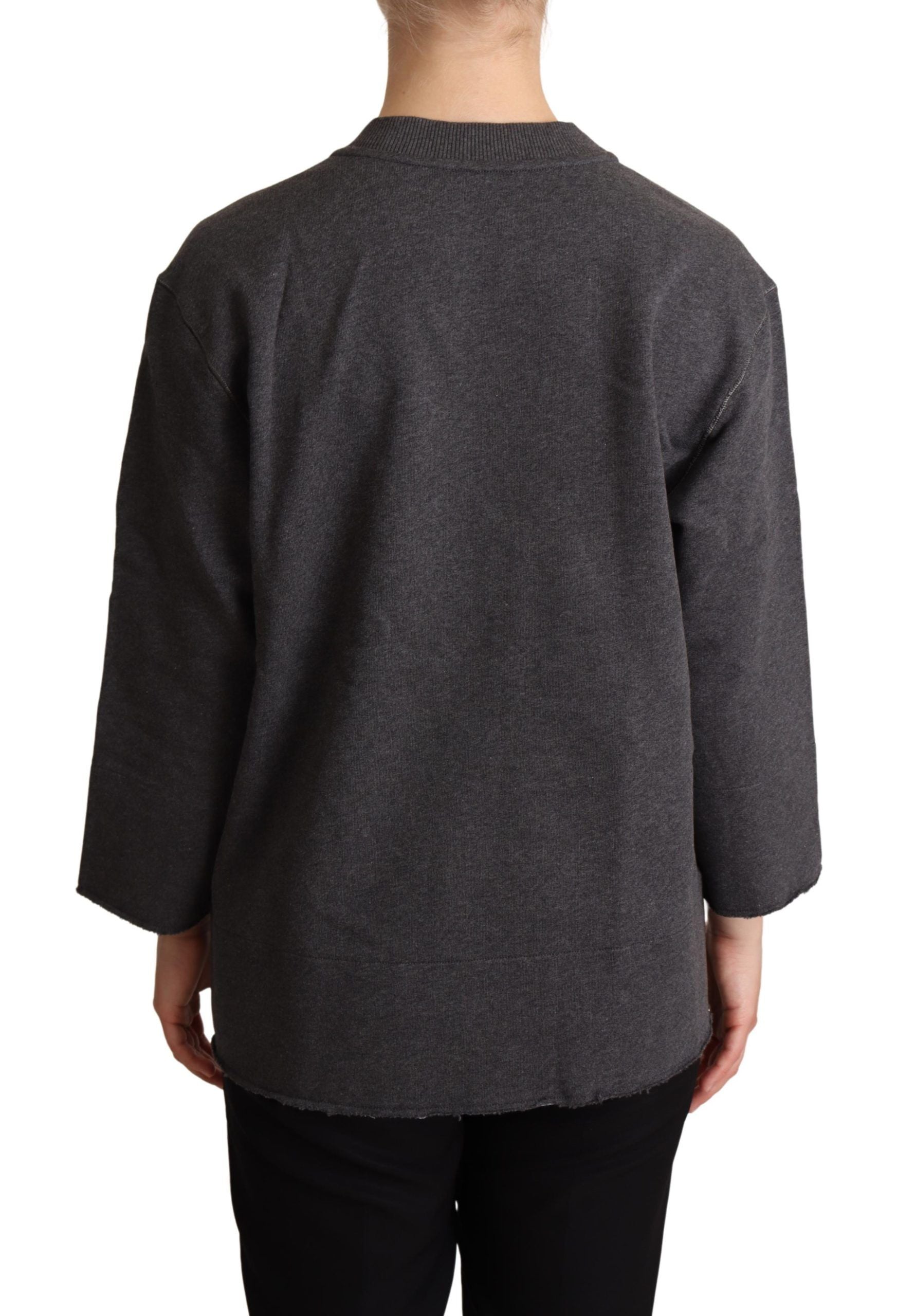 Dolce &amp; Gabbana Schicker grauer bestickter Baumwollpullover