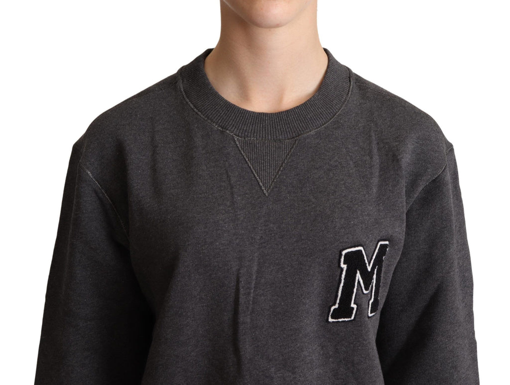 Dolce &amp; Gabbana Schicker grauer bestickter Baumwollpullover