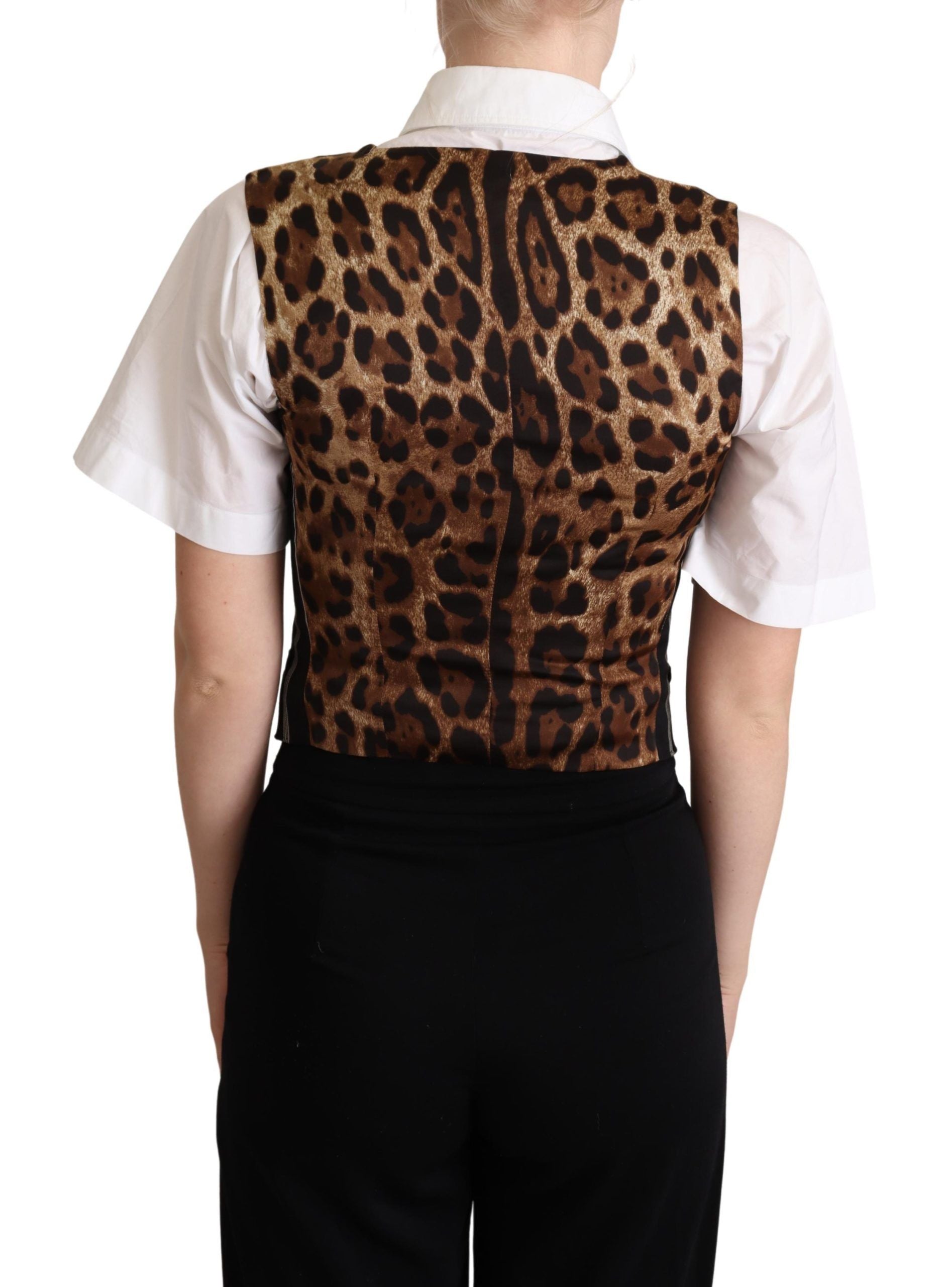 Gilet noir à imprimé léopard chic Dolce &amp; Gabbana