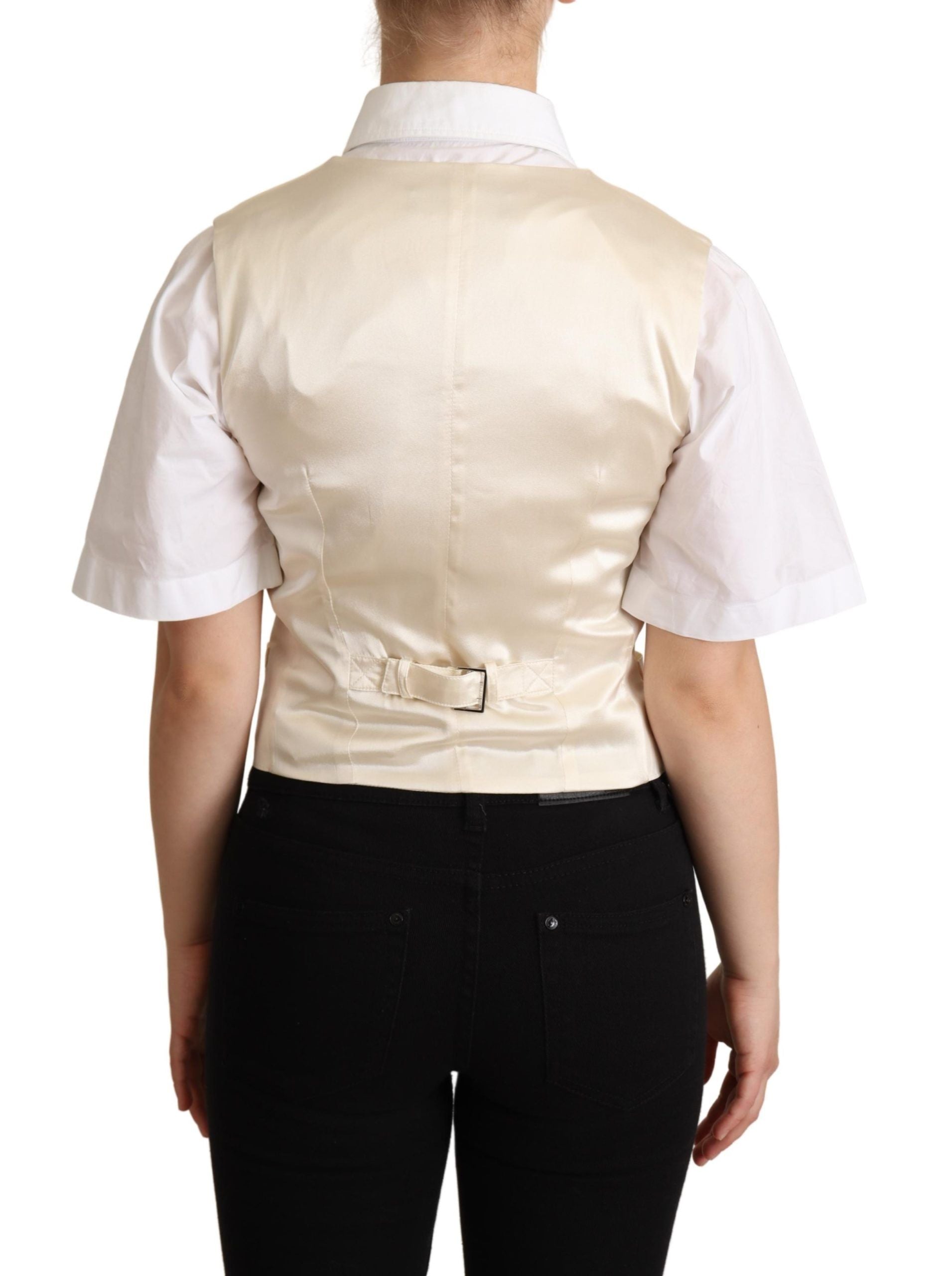 Gilet sans manches en soie mélangée beige Dolce &amp; Gabbana, gilet de luxe