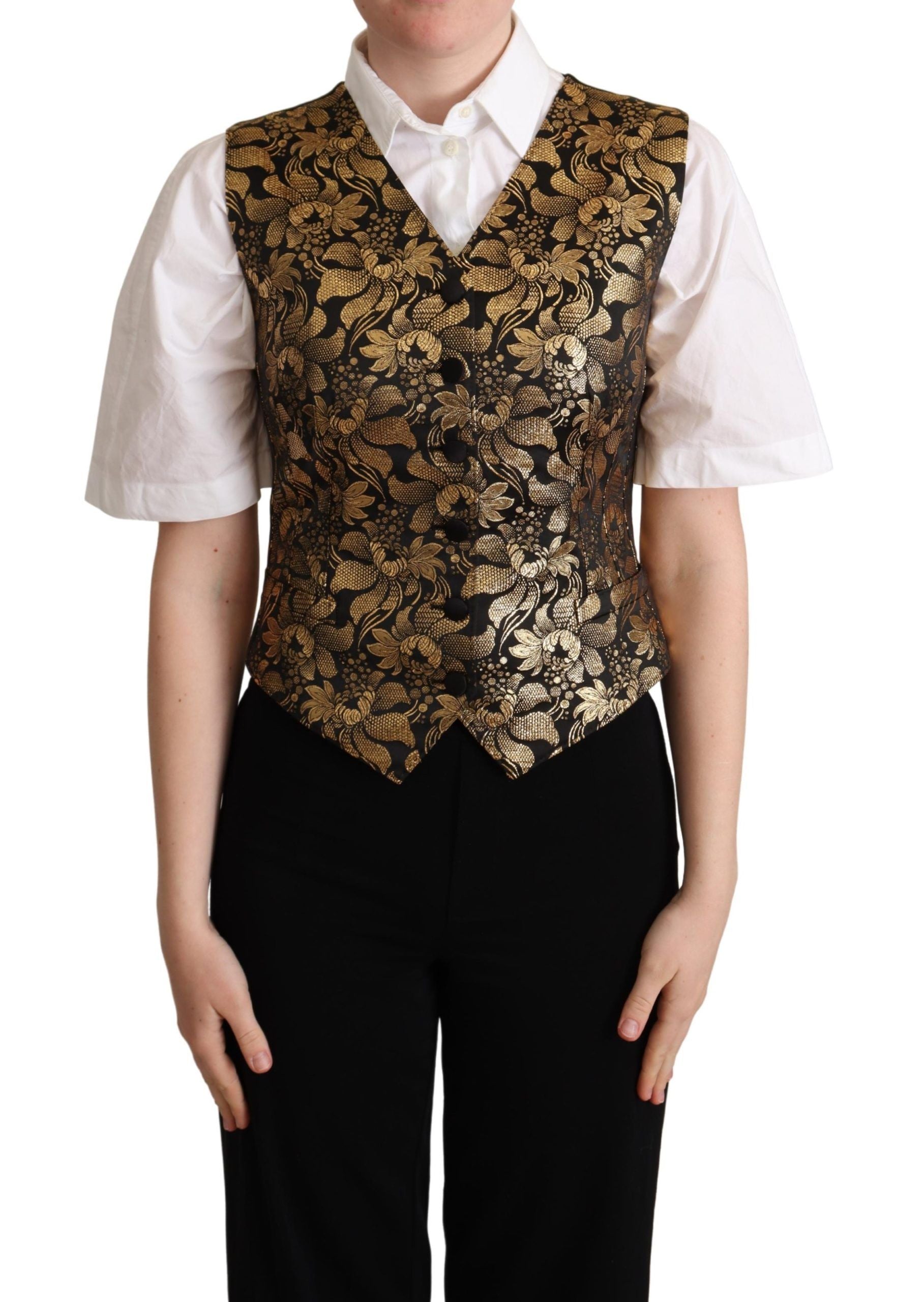Dolce &amp; Gabbana Elegante schwarze Jacquard-Weste