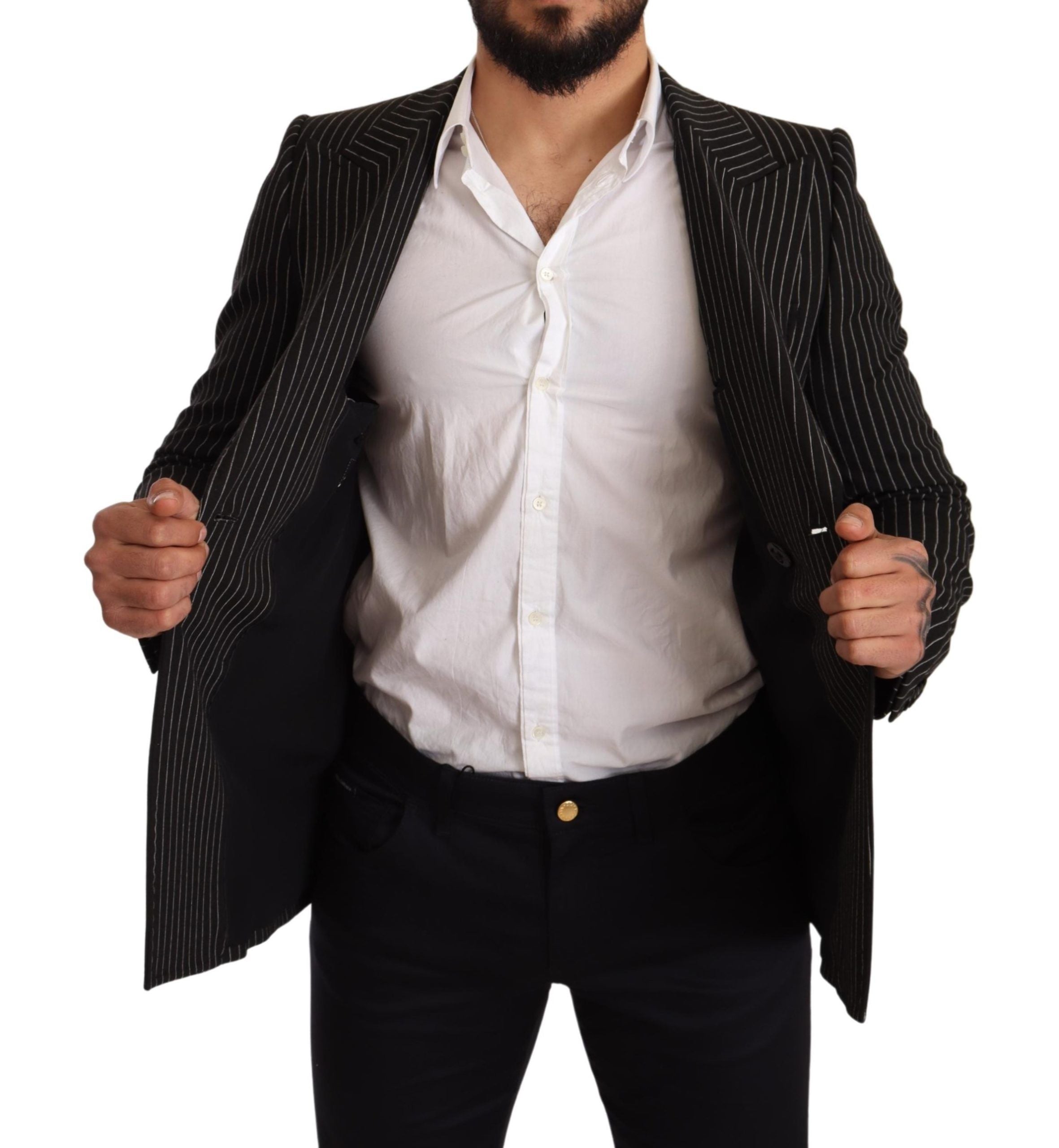 Dolce &amp; Gabbana Eleganter gestreifter Wollblazer mit Seidenfutter
