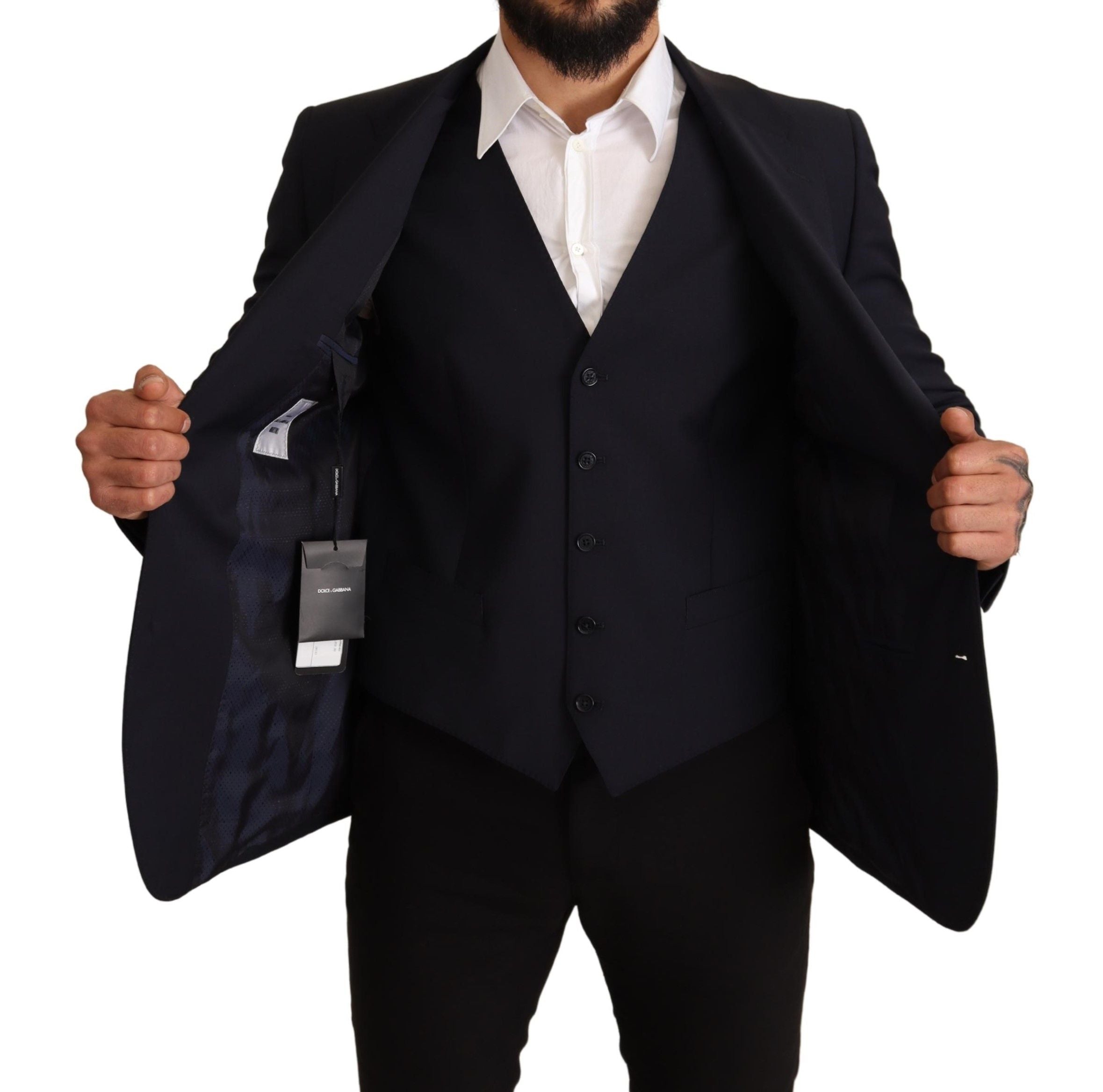 Dolce &amp; Gabbana Eleganter dunkelblauer Martini-Anzug aus Wollmischung