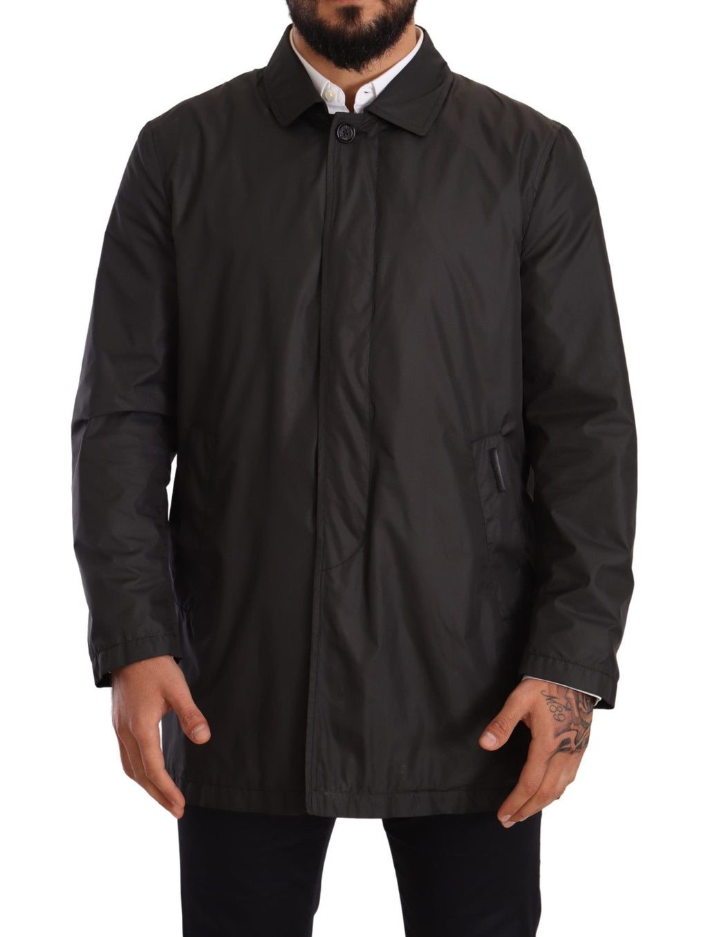 Dolce &amp; Gabbana Eleganter schwarzer Trenchcoat für anspruchsvolle Männer