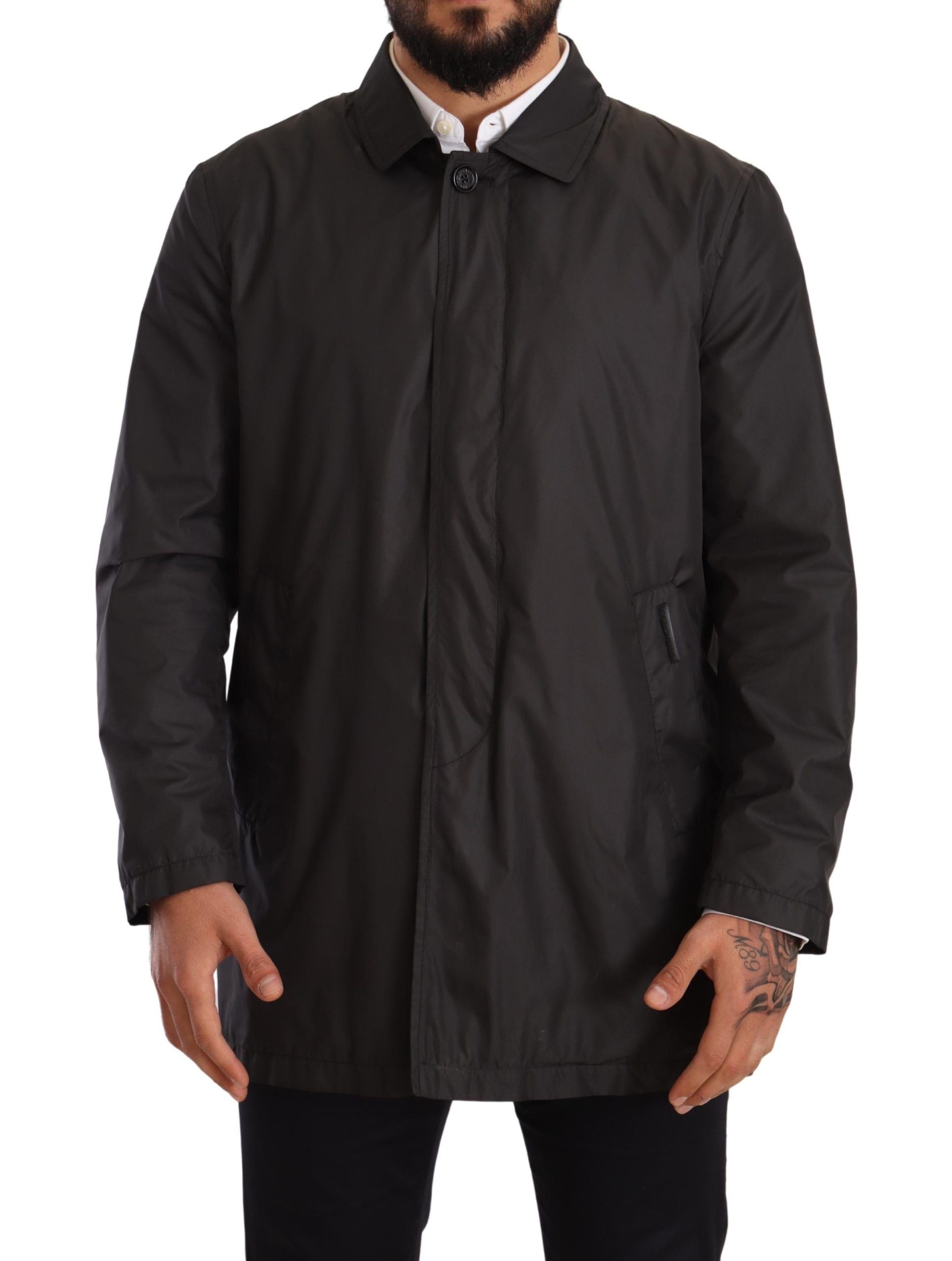 Dolce &amp; Gabbana Eleganter schwarzer Trenchcoat für anspruchsvolle Männer