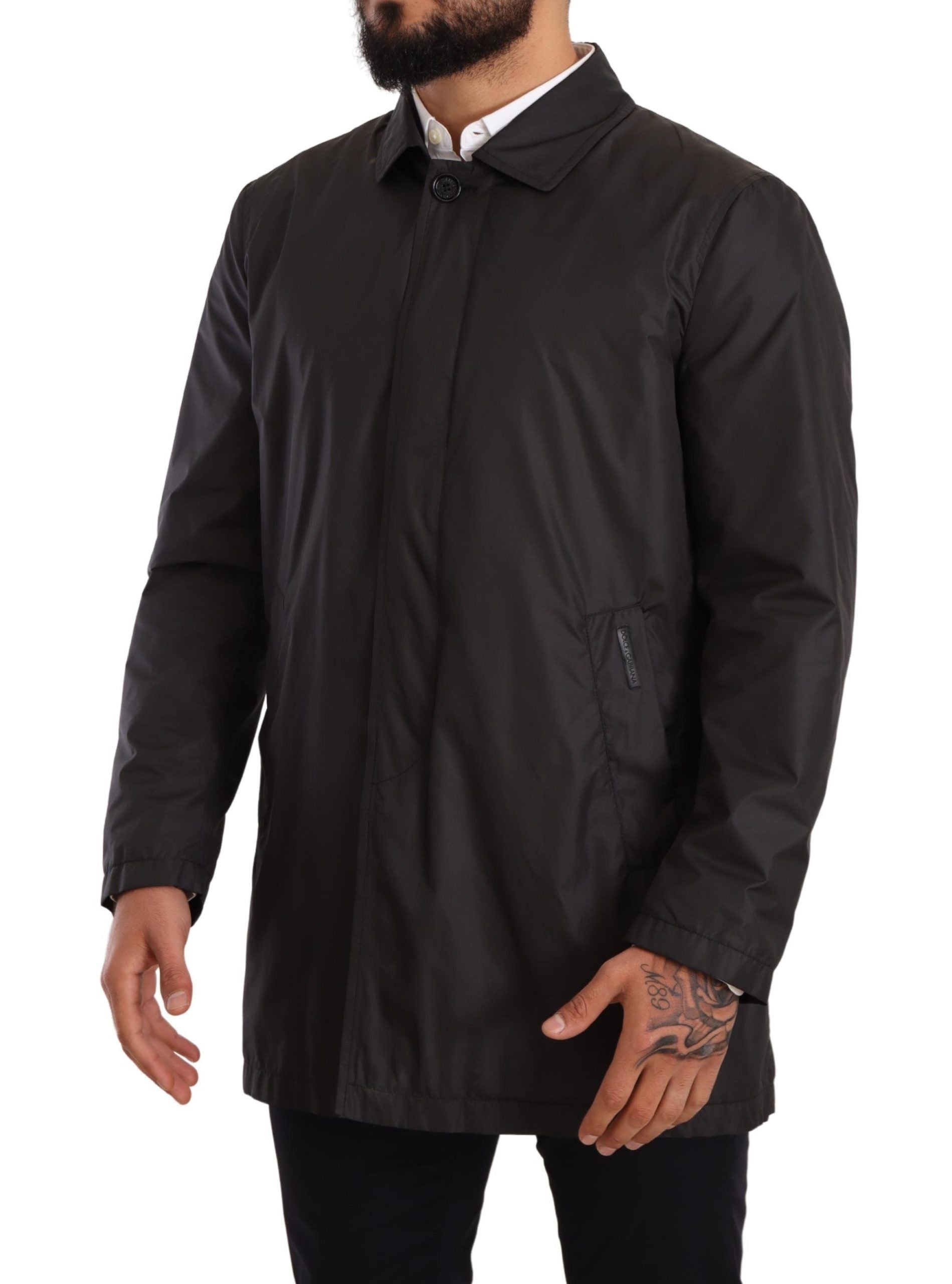 Dolce &amp; Gabbana Eleganter schwarzer Trenchcoat für anspruchsvolle Männer