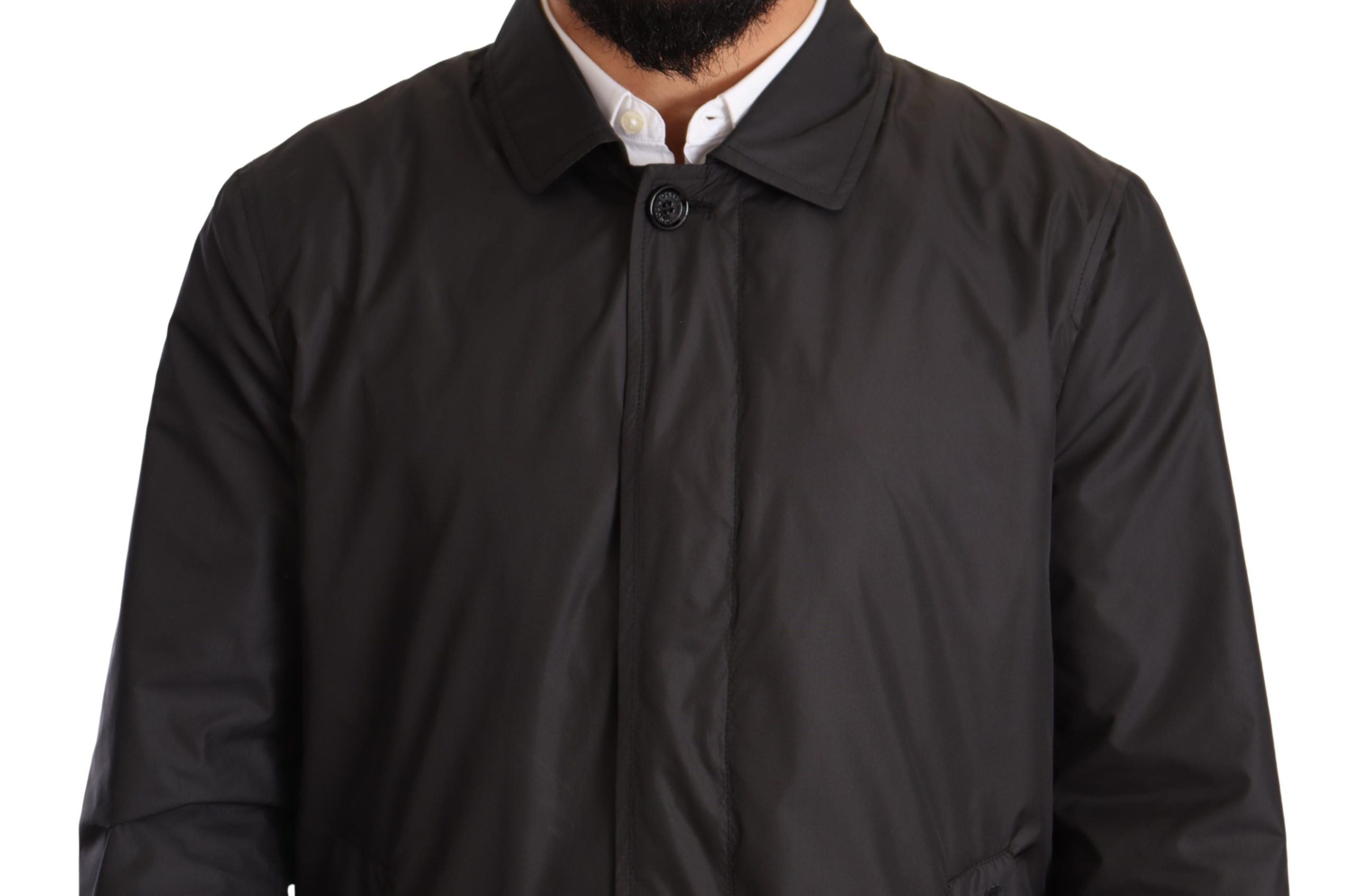 Dolce &amp; Gabbana Eleganter schwarzer Trenchcoat für anspruchsvolle Männer