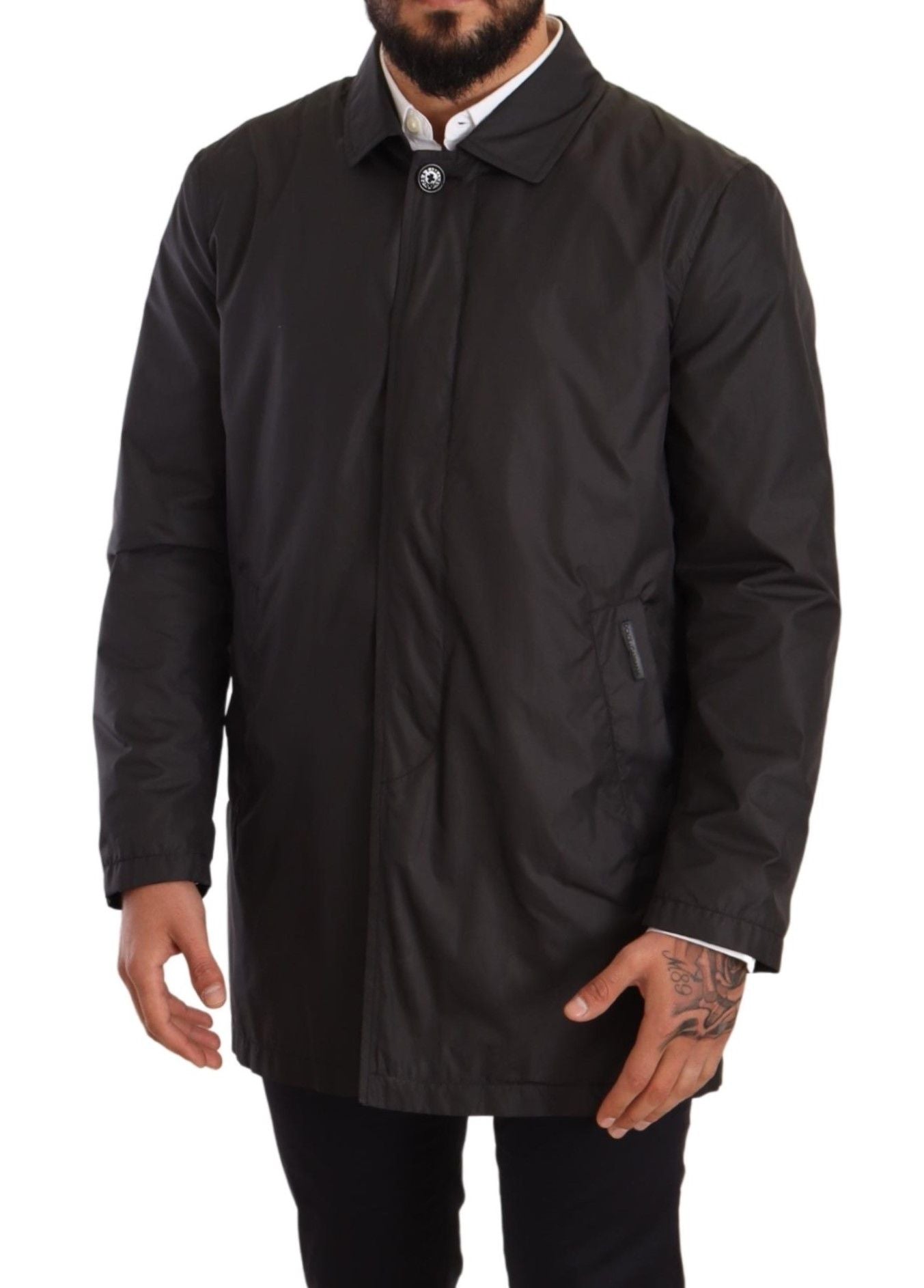 Dolce &amp; Gabbana Eleganter schwarzer Trenchcoat für anspruchsvolle Männer