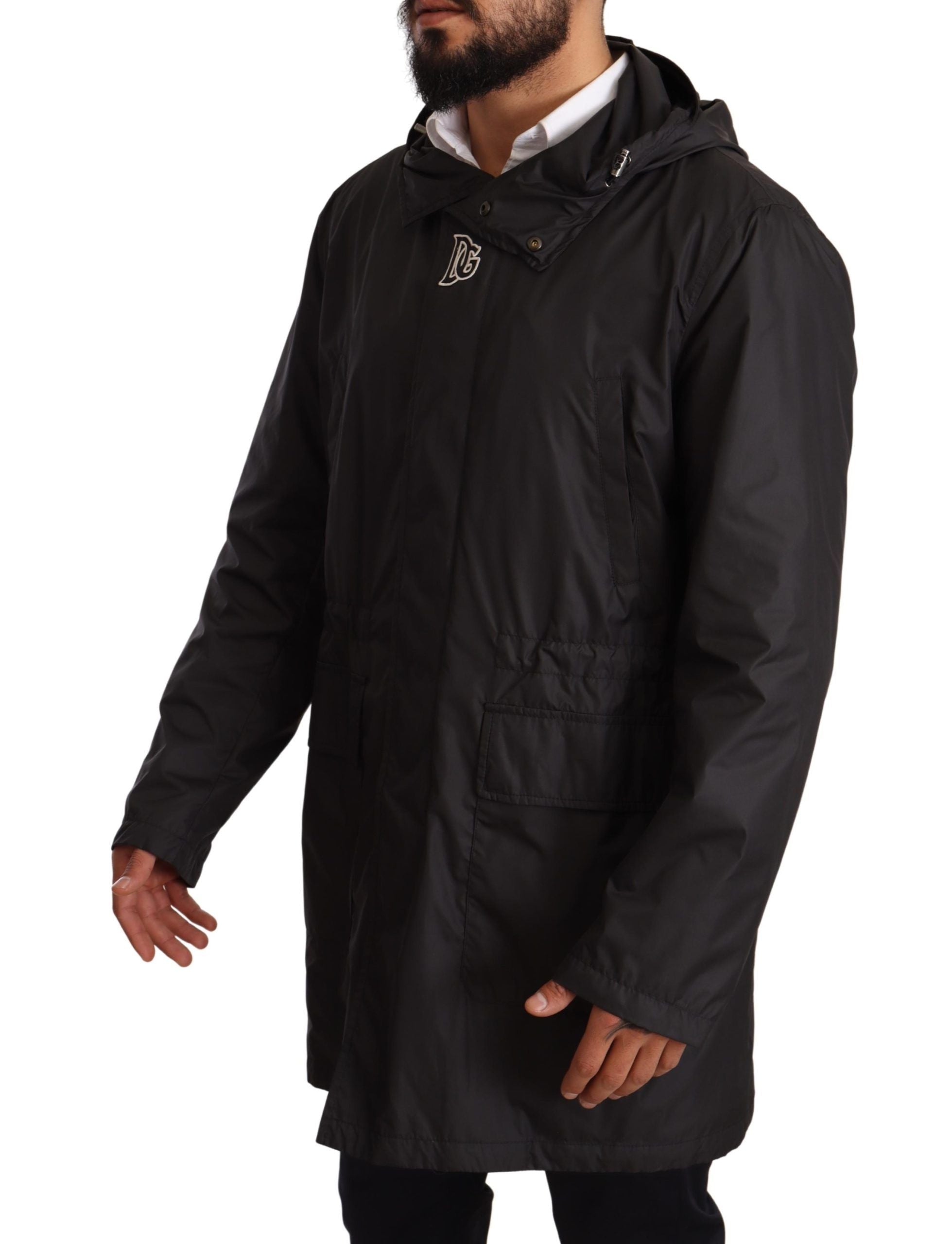Dolce &amp; Gabbana Elegante schwarze Blousonjacke mit Kapuze