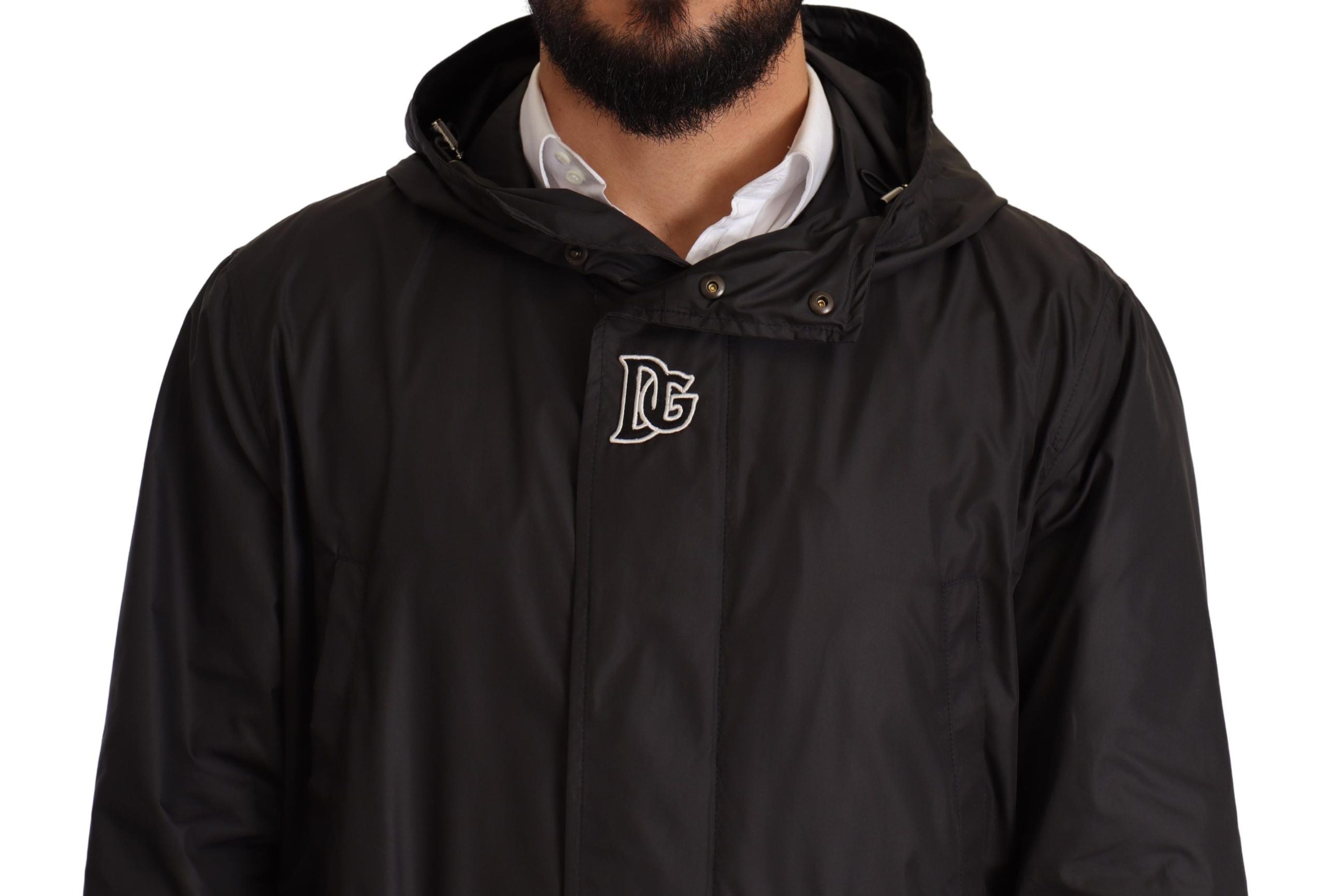 Dolce &amp; Gabbana Elegante schwarze Blousonjacke mit Kapuze