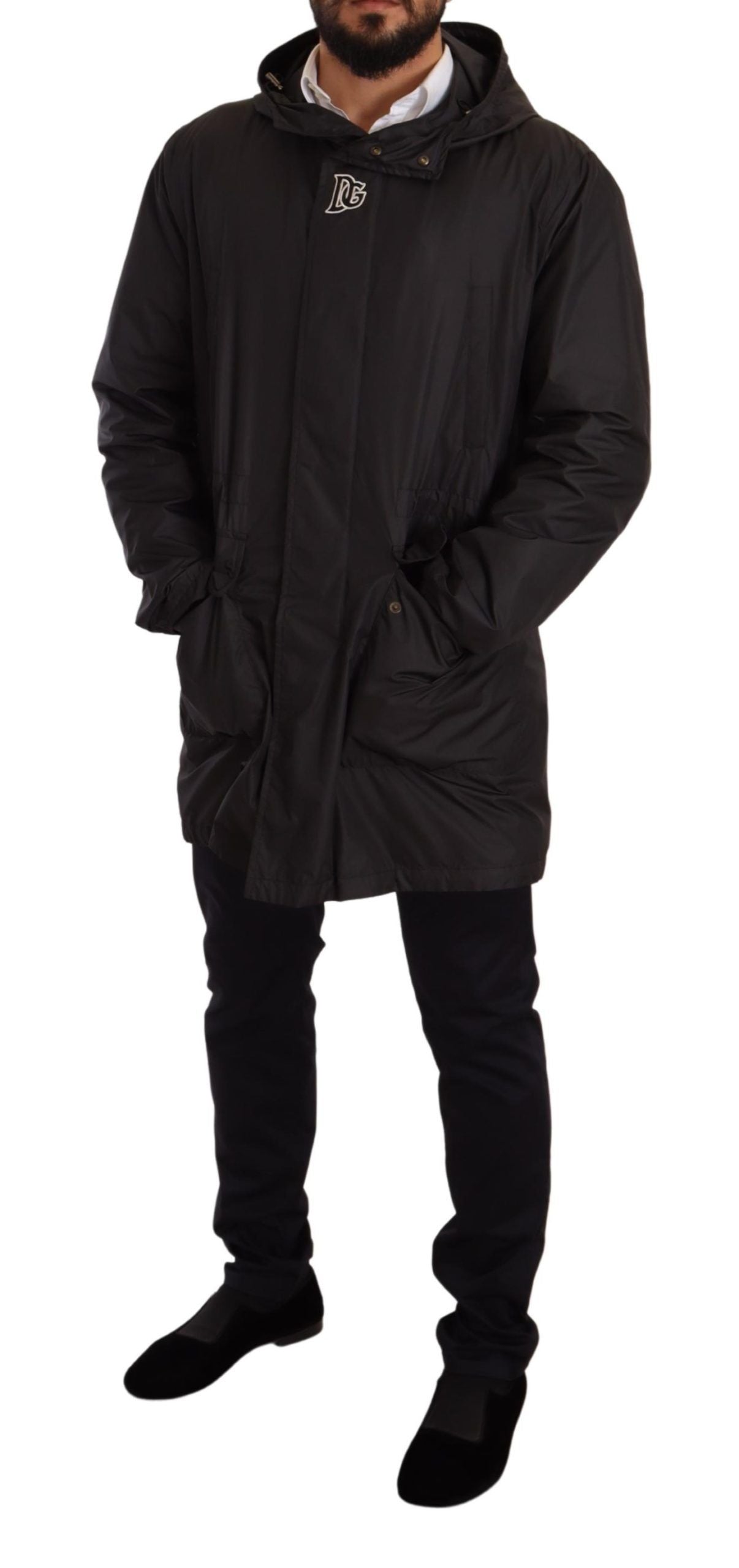 Dolce &amp; Gabbana Elegante schwarze Blousonjacke mit Kapuze
