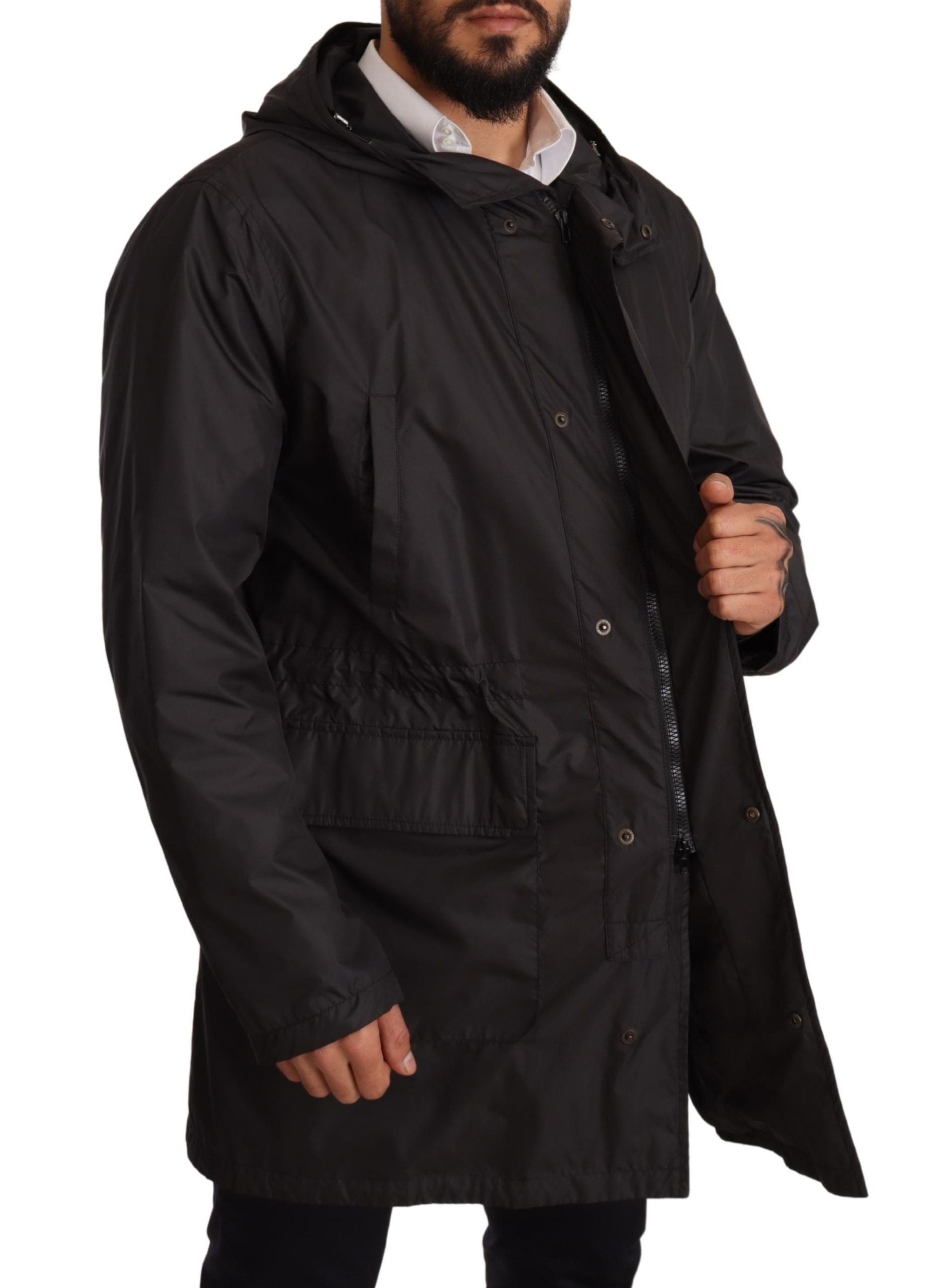 Dolce &amp; Gabbana Elegante schwarze Blousonjacke mit Kapuze