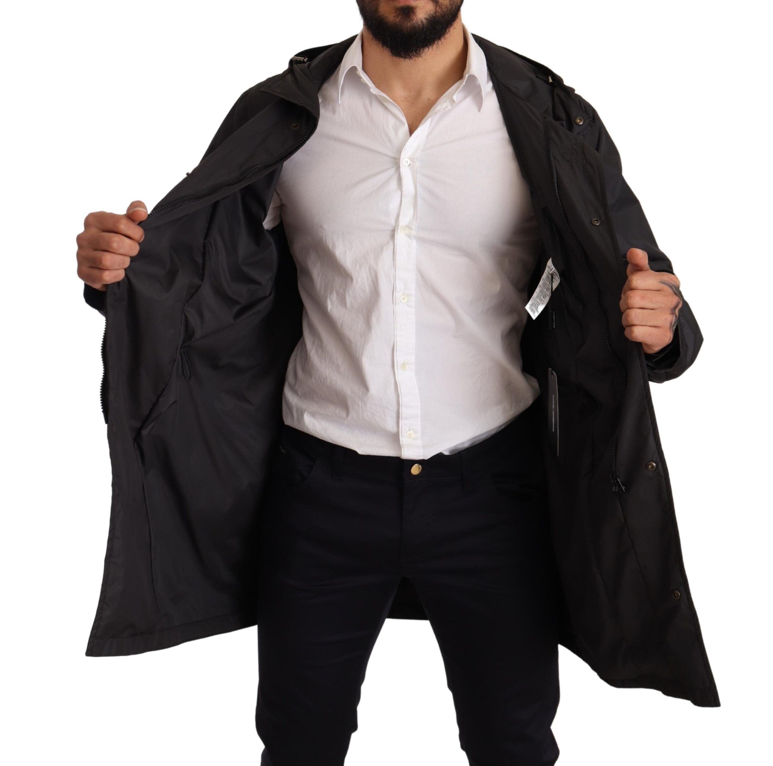 Dolce &amp; Gabbana Elegante schwarze Blousonjacke mit Kapuze