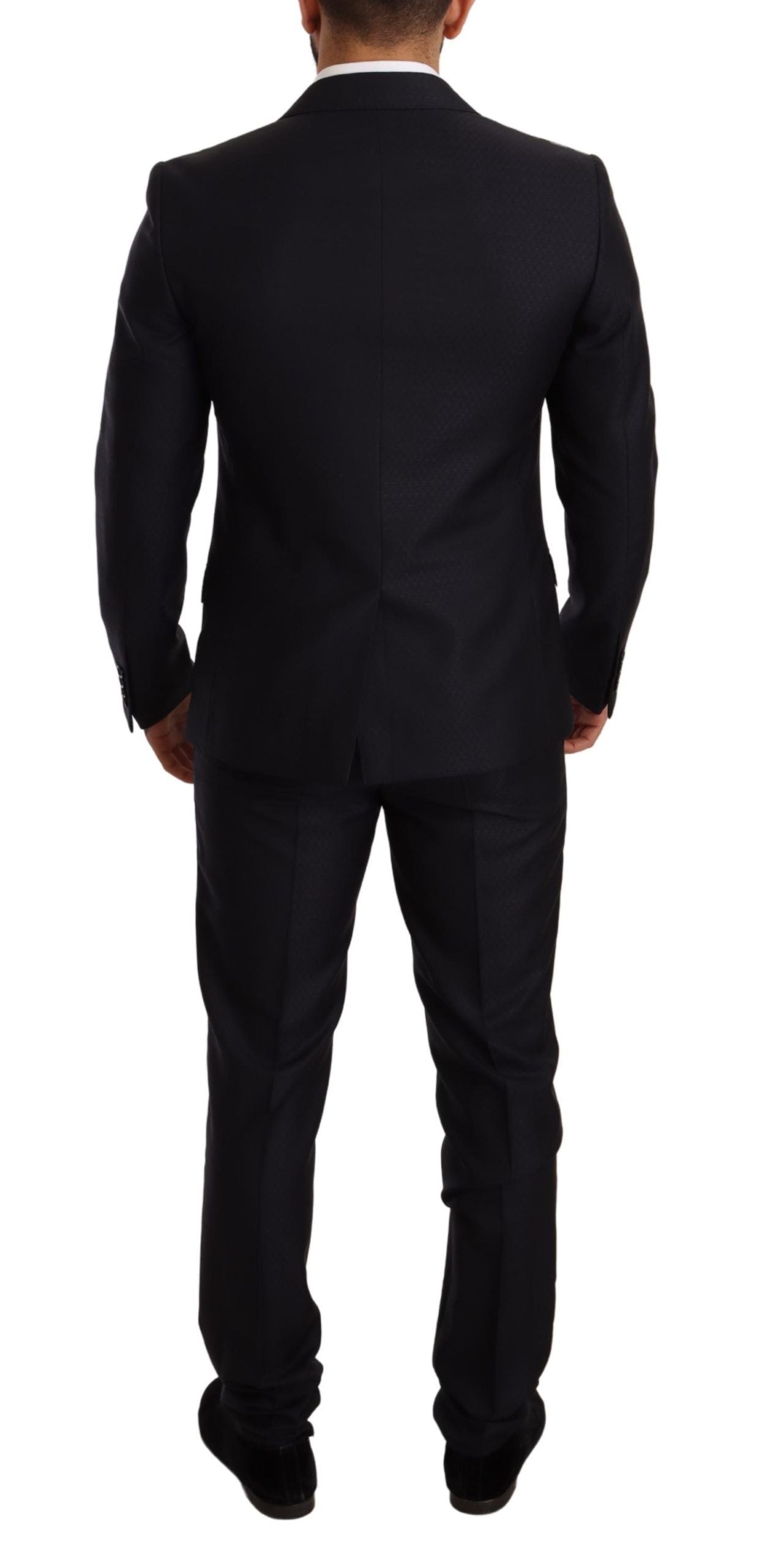 Dolce &amp; Gabbana – Eleganter Slim Fit-Jacquardanzug in Blau