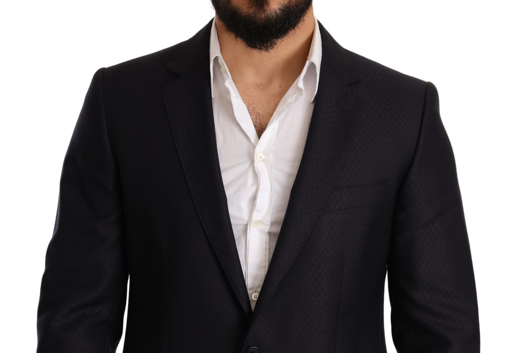 Dolce &amp; Gabbana – Eleganter Slim Fit-Jacquardanzug in Blau