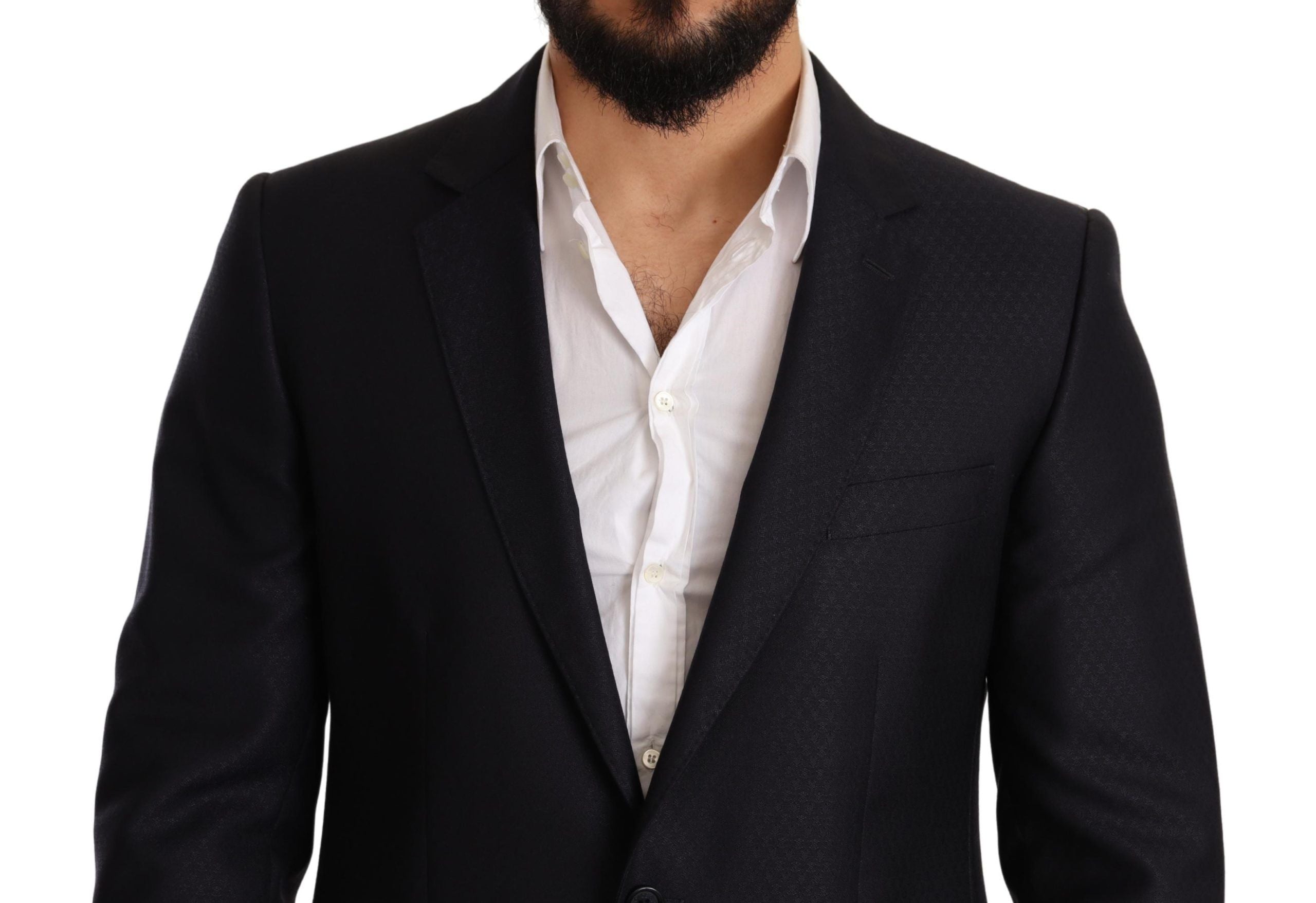 Dolce &amp; Gabbana – Eleganter Slim Fit-Jacquardanzug in Blau