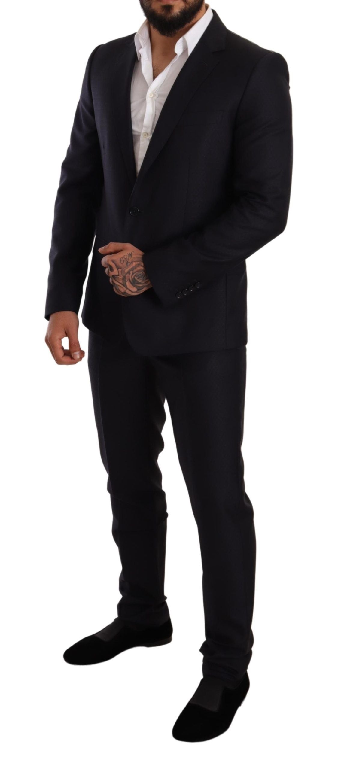 Dolce &amp; Gabbana – Eleganter Slim Fit-Jacquardanzug in Blau