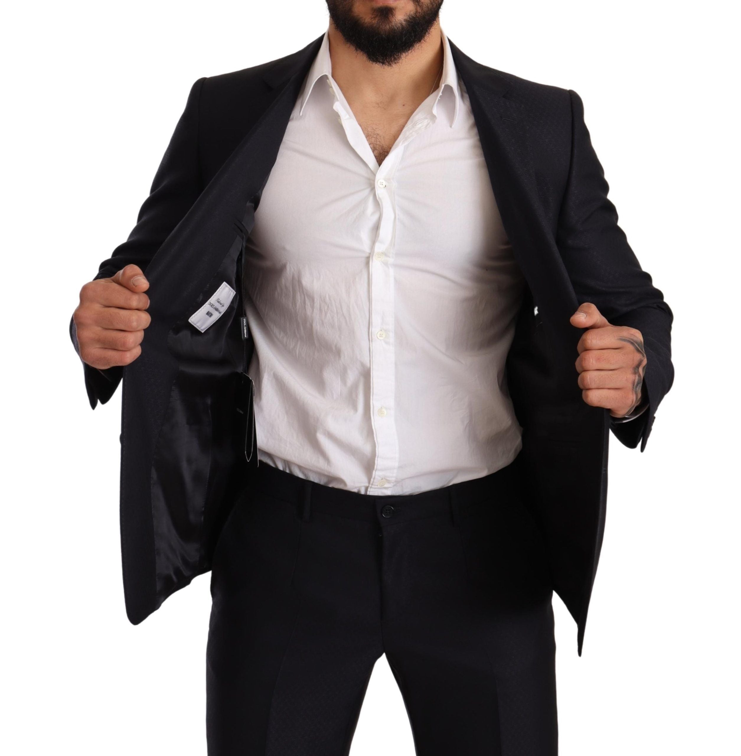 Dolce &amp; Gabbana – Eleganter Slim Fit-Jacquardanzug in Blau