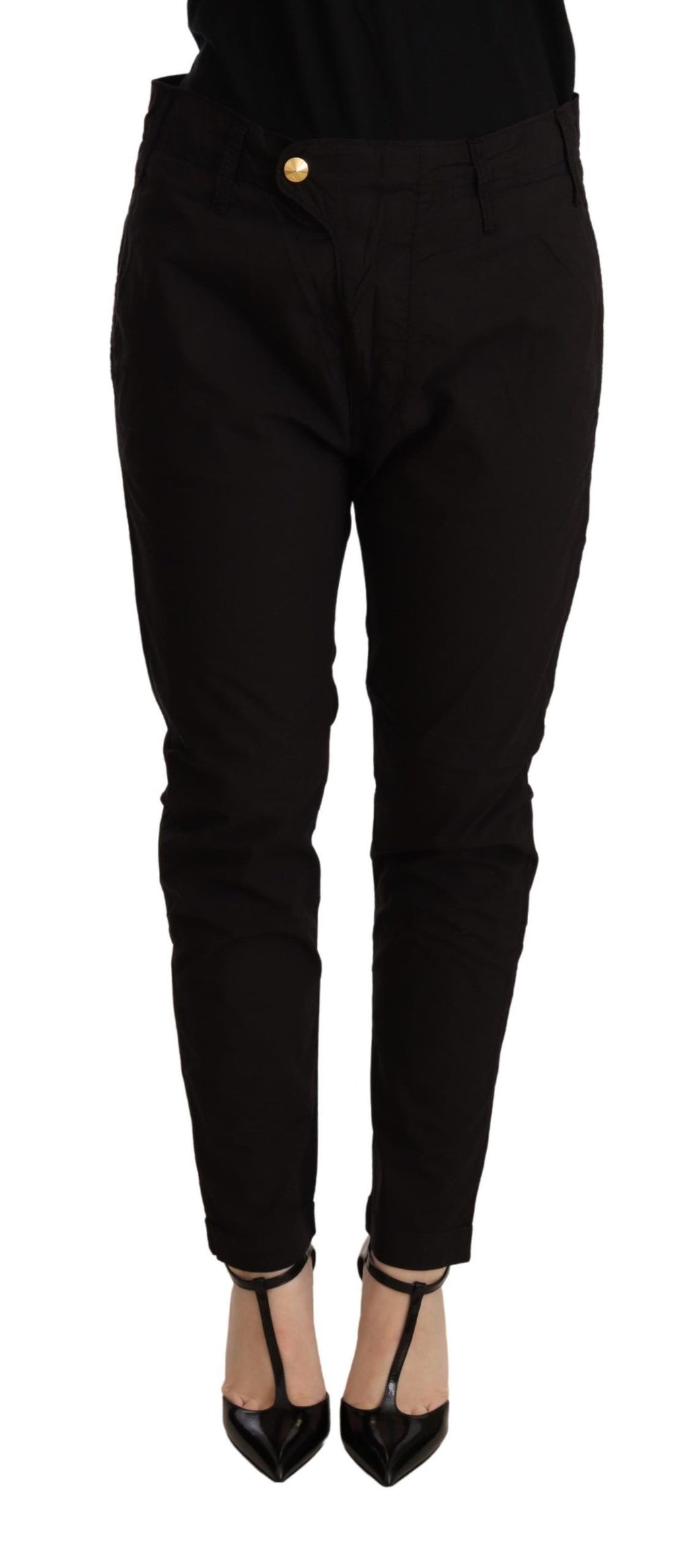 CYCLE Elegante schwarze Baggy-Baumwollhose
