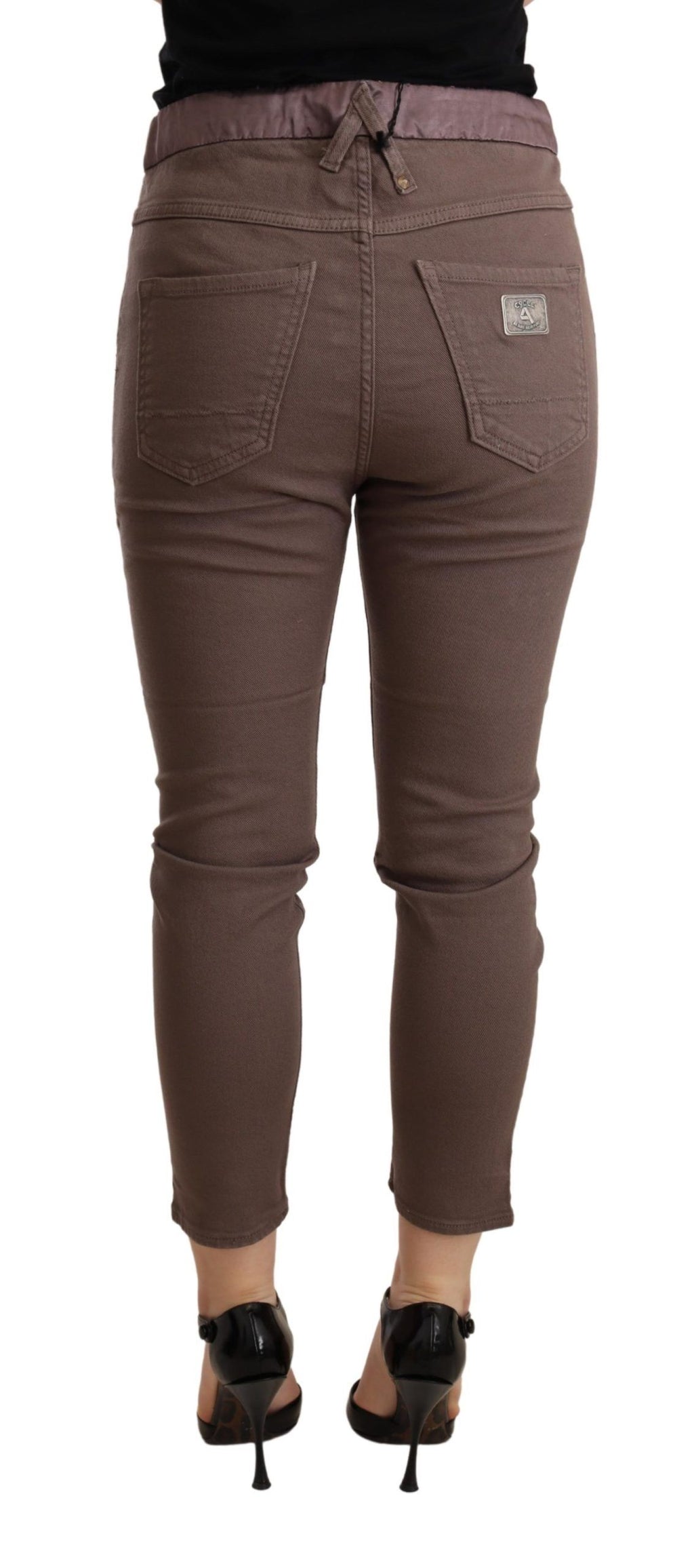 CYCLE Schicke, braune Skinny-Hose mit mittelhohem Bund