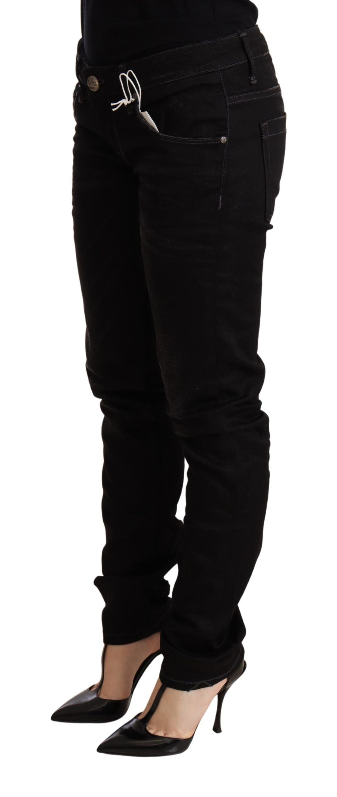 Acht Sleek Skinny Jeans in schwarzer Waschung