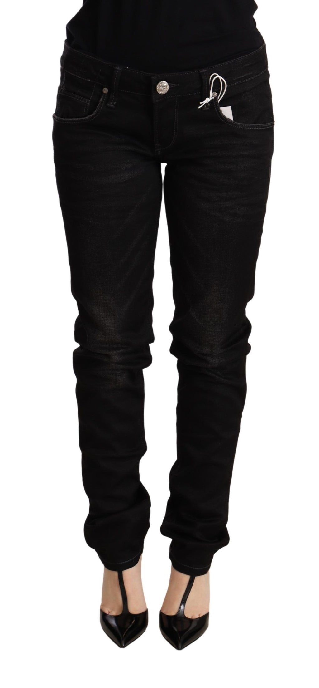 Acht Sleek Skinny Jeans in schwarzer Waschung