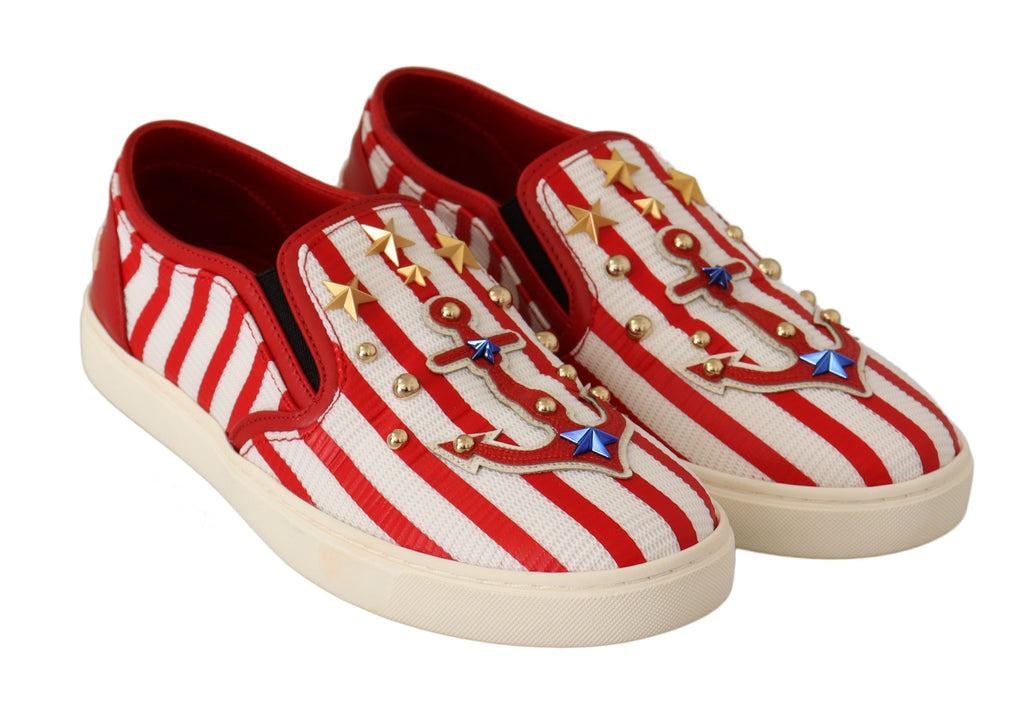 Dolce &amp; Gabbana – Loafer mit Streifenmuster und Nieten