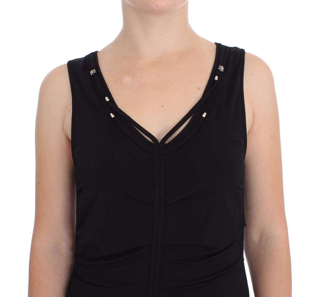 Robe fourreau noire élégante en jersey Roccobarocco, longueur genou