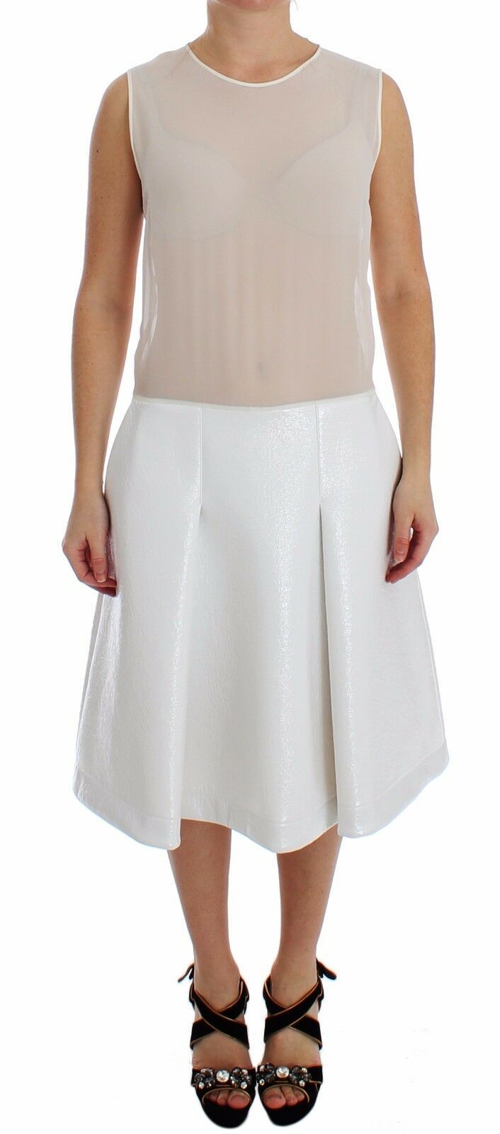 Robe débardeur élégante en mélange de soie et de laine blanche Koonhor
