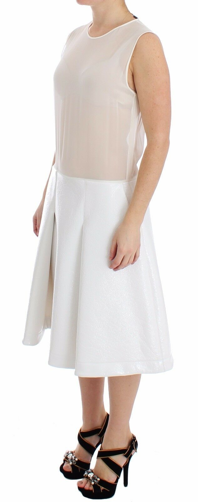 Robe débardeur élégante en mélange de soie et de laine blanche Koonhor