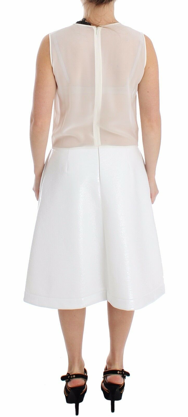 Robe débardeur élégante en mélange de soie et de laine blanche Koonhor