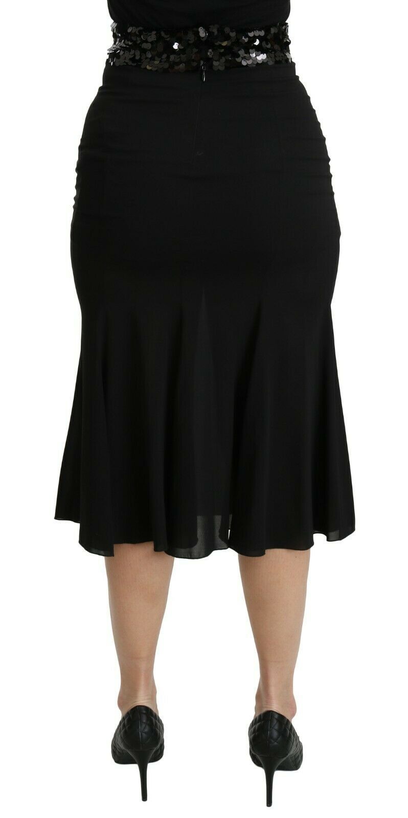 Jupe chic taille haute en soie mélangée noire Dolce &amp; Gabbana
