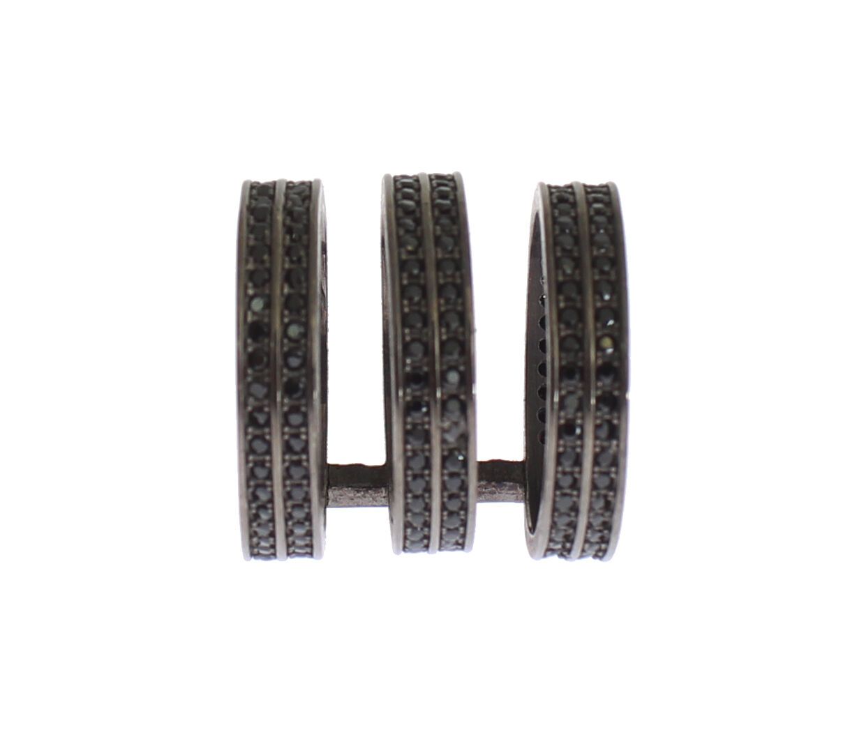 Nialaya Chic Sterlingsilber-Ring mit schwarzem Kristall