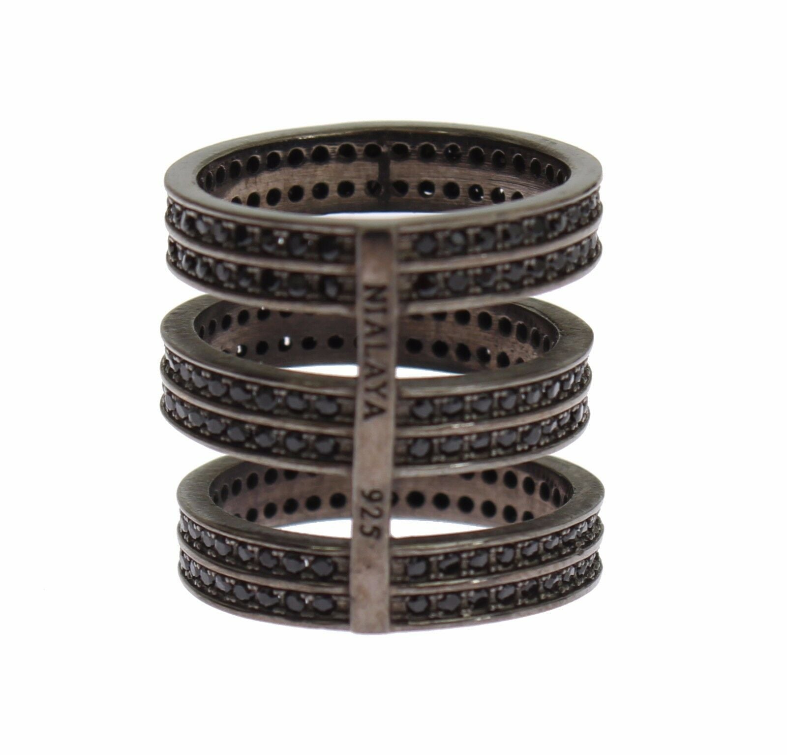 Nialaya Chic Sterlingsilber-Ring mit schwarzem Kristall