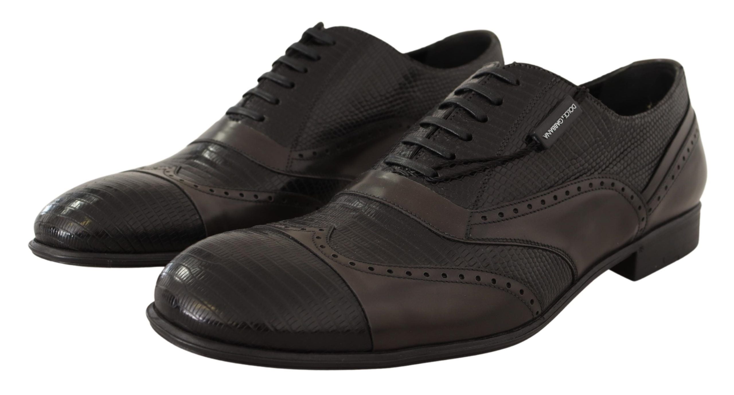 Chaussures Oxford élégantes en cuir de lézard marron Dolce &amp; Gabbana