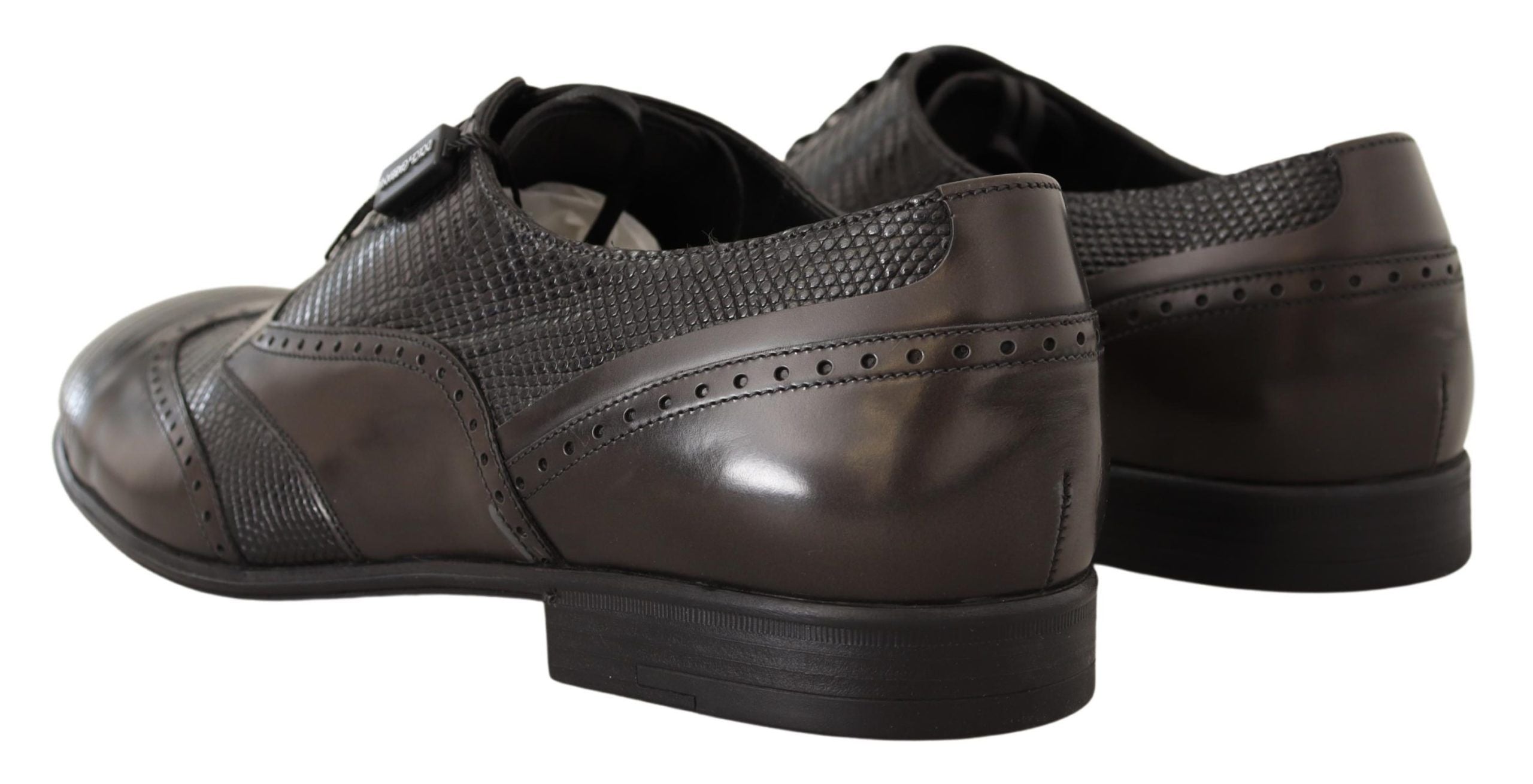 Chaussures Oxford élégantes en cuir de lézard marron Dolce &amp; Gabbana