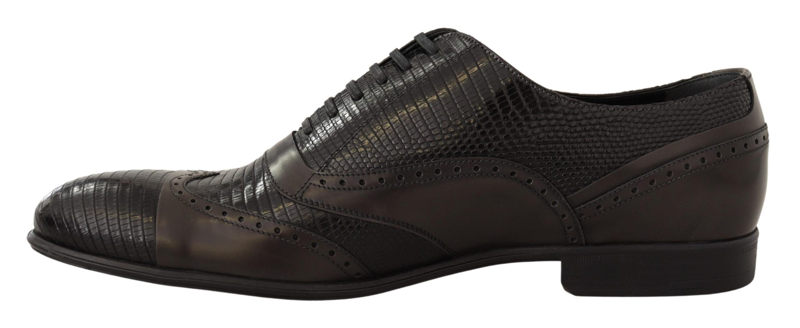 Chaussures Oxford élégantes en cuir de lézard marron Dolce &amp; Gabbana